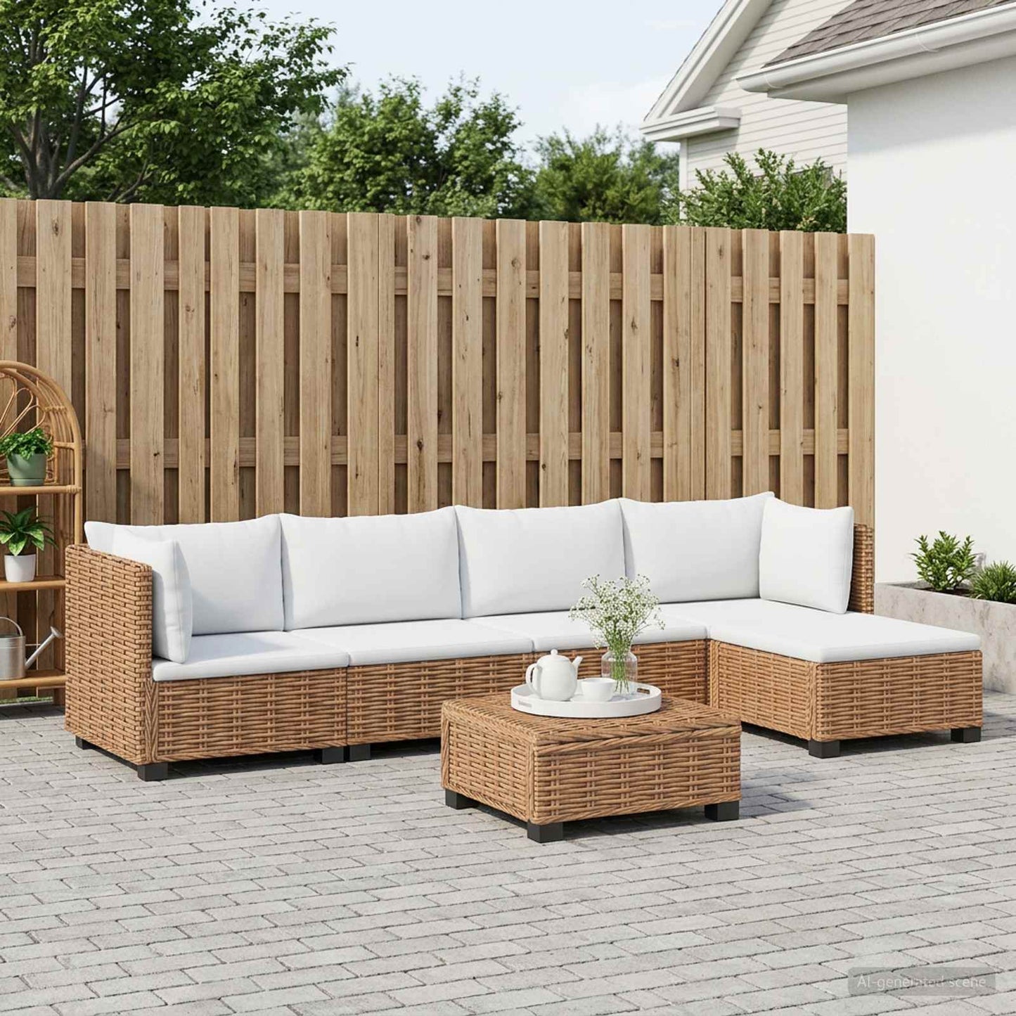 6 pcs Rattan Lounge Set with Cushions GENDT Natural Rattan
