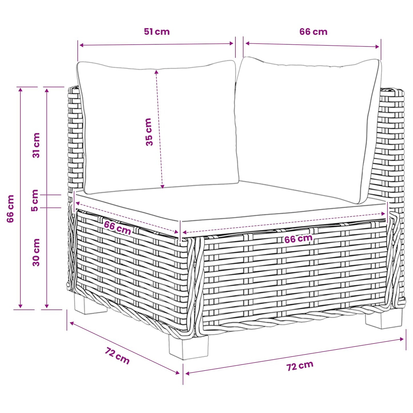 2 pcs Rattan Lounge Set with Cushions GENDT Natural Rattan