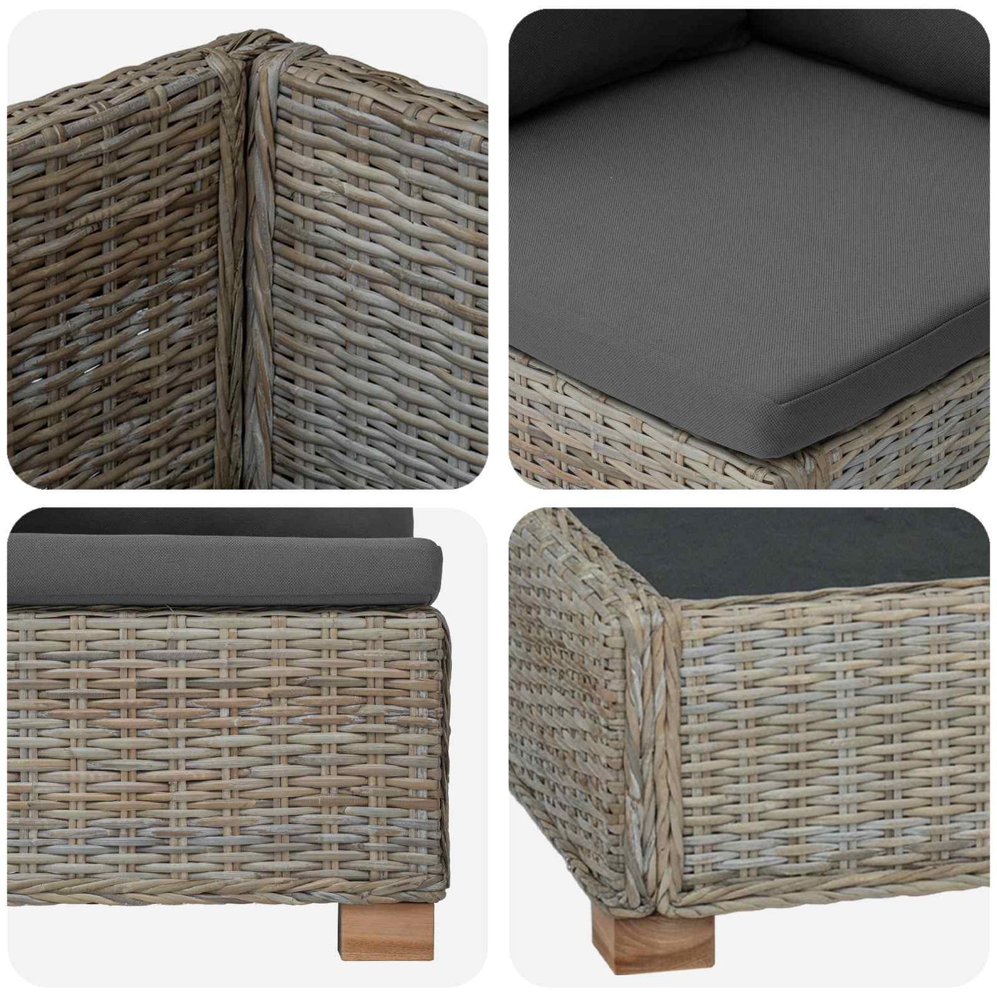 2 pcs Rattan Lounge Set with Cushions GENDT Natural Rattan