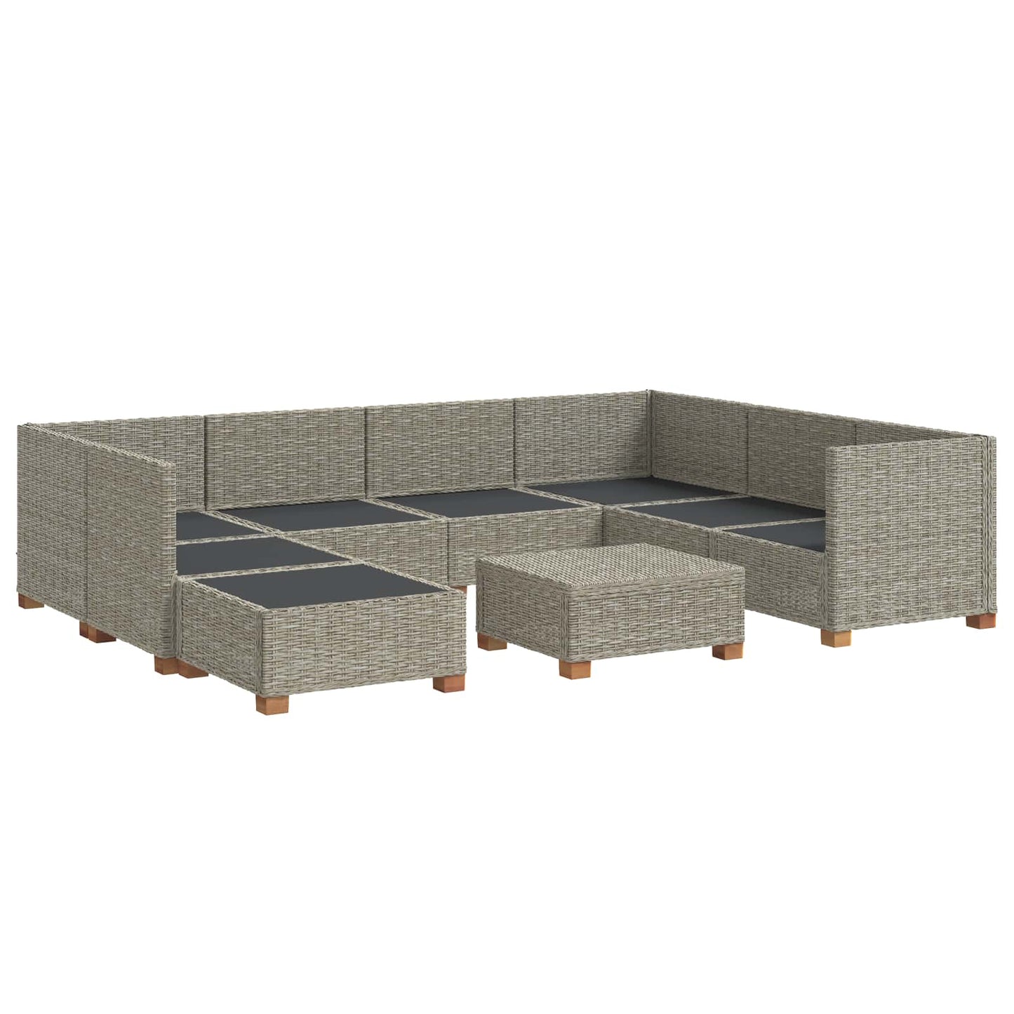 9 pcs Rattan Lounge Set with Cushions GENDT Natural Rattan