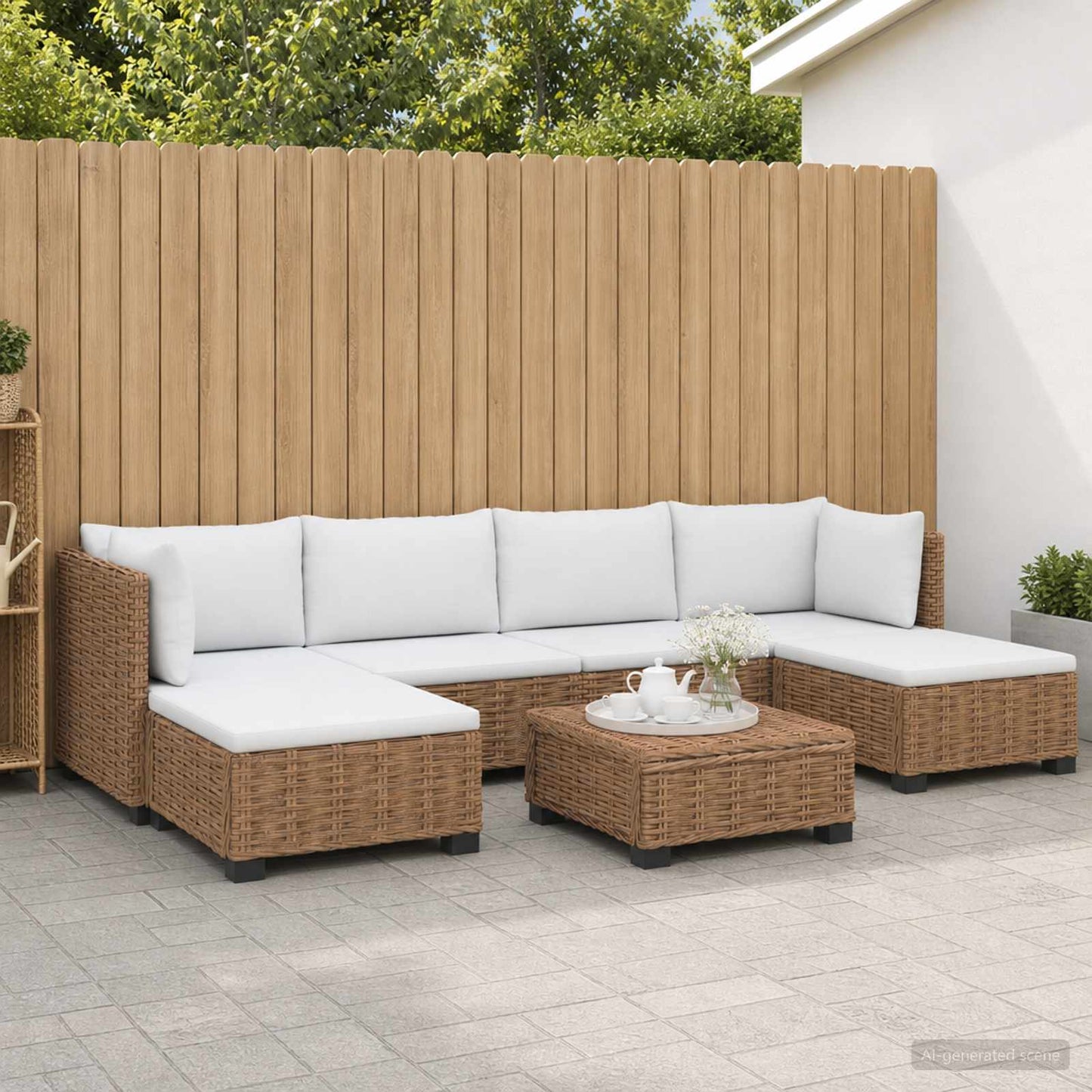7 pcs Rattan Lounge Set with Cushions GENDT Natural Rattan