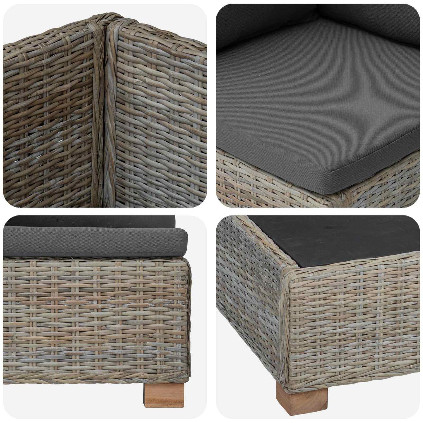 6 pcs Rattan Lounge Set with Cushions GENDT Natural Rattan