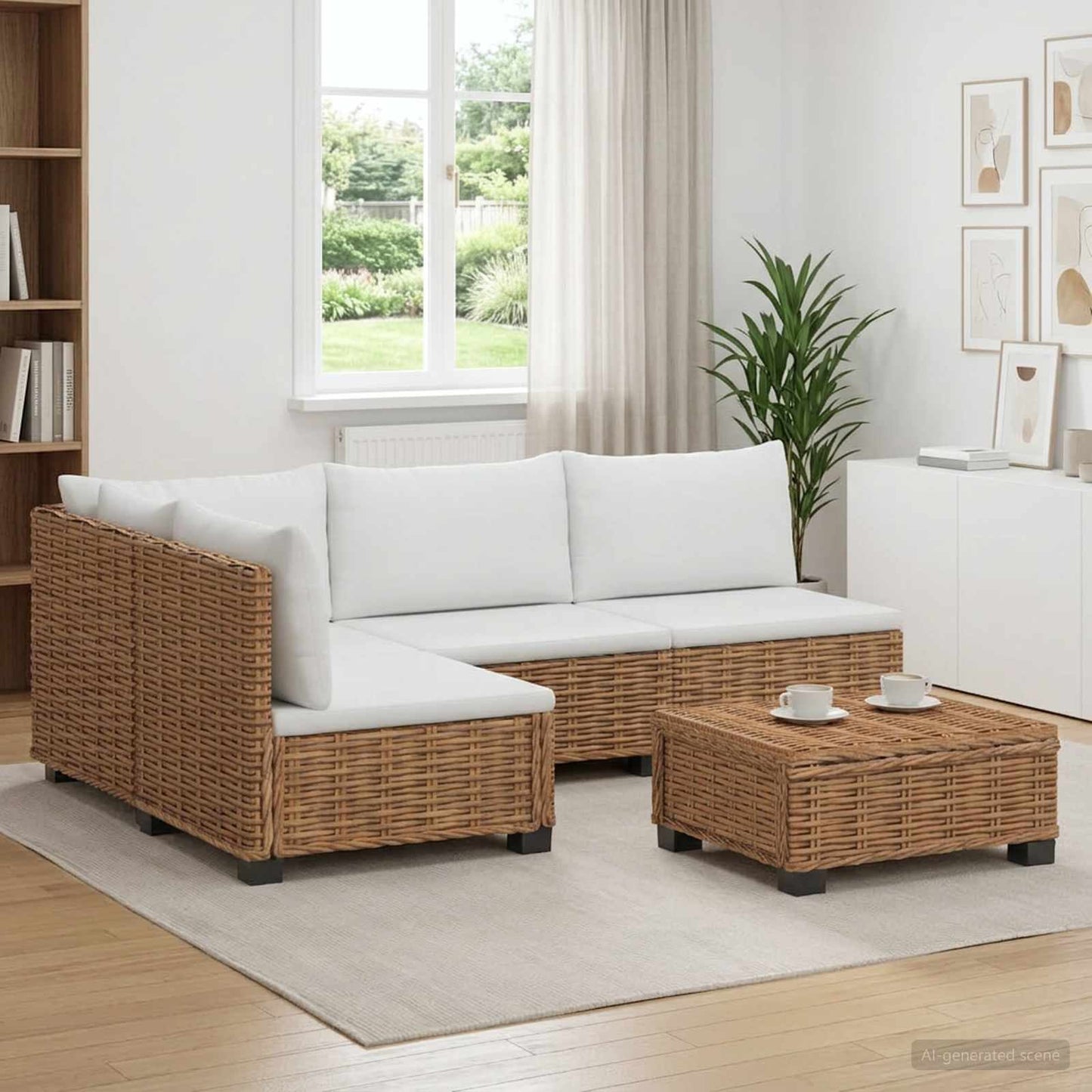 5 pcs Rattan Lounge Set with Cushions GENDT Natural Rattan