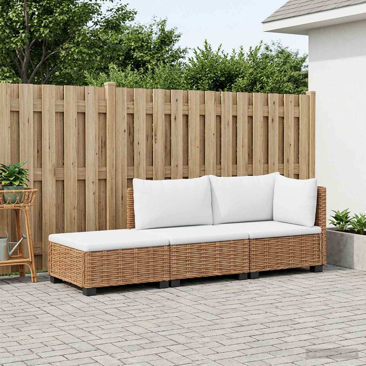 3 pcs Rattan Lounge Set with Cushions GENDT Natural Rattan