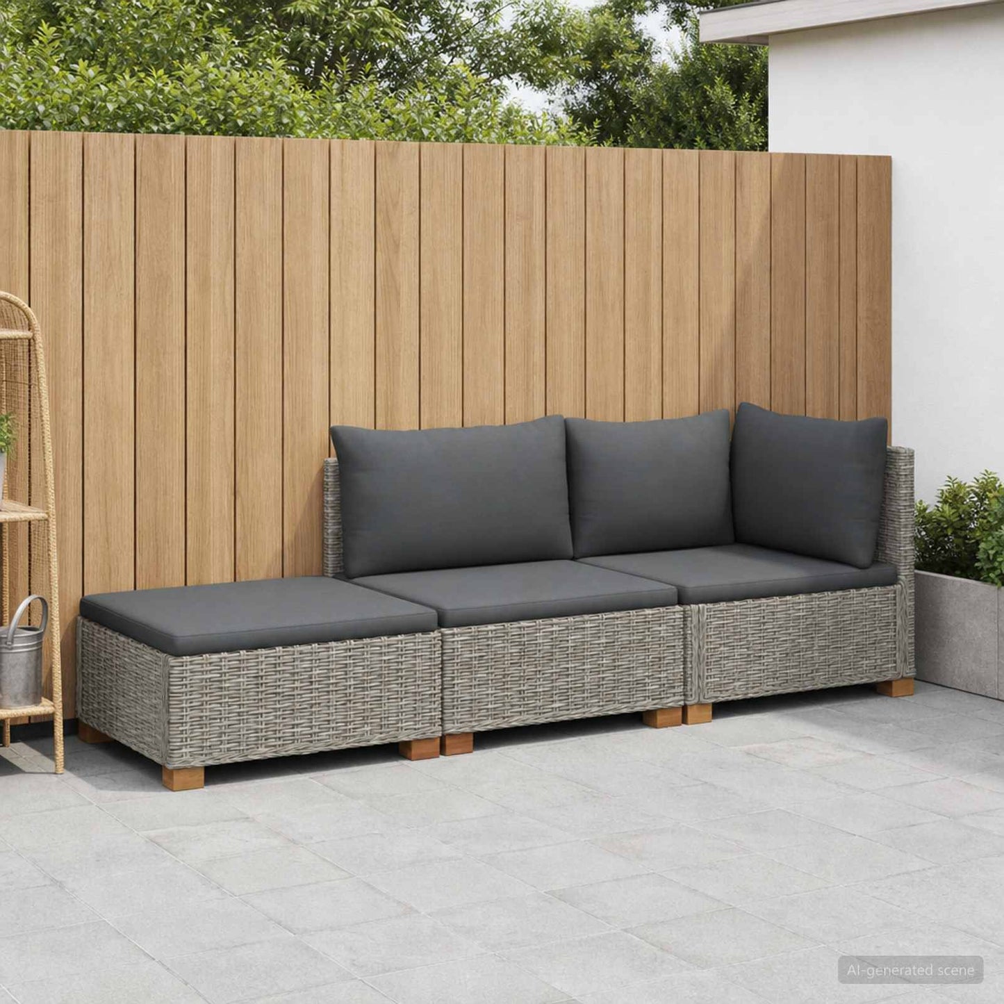 3 pcs Rattan Lounge Set with Cushions GENDT Natural Rattan