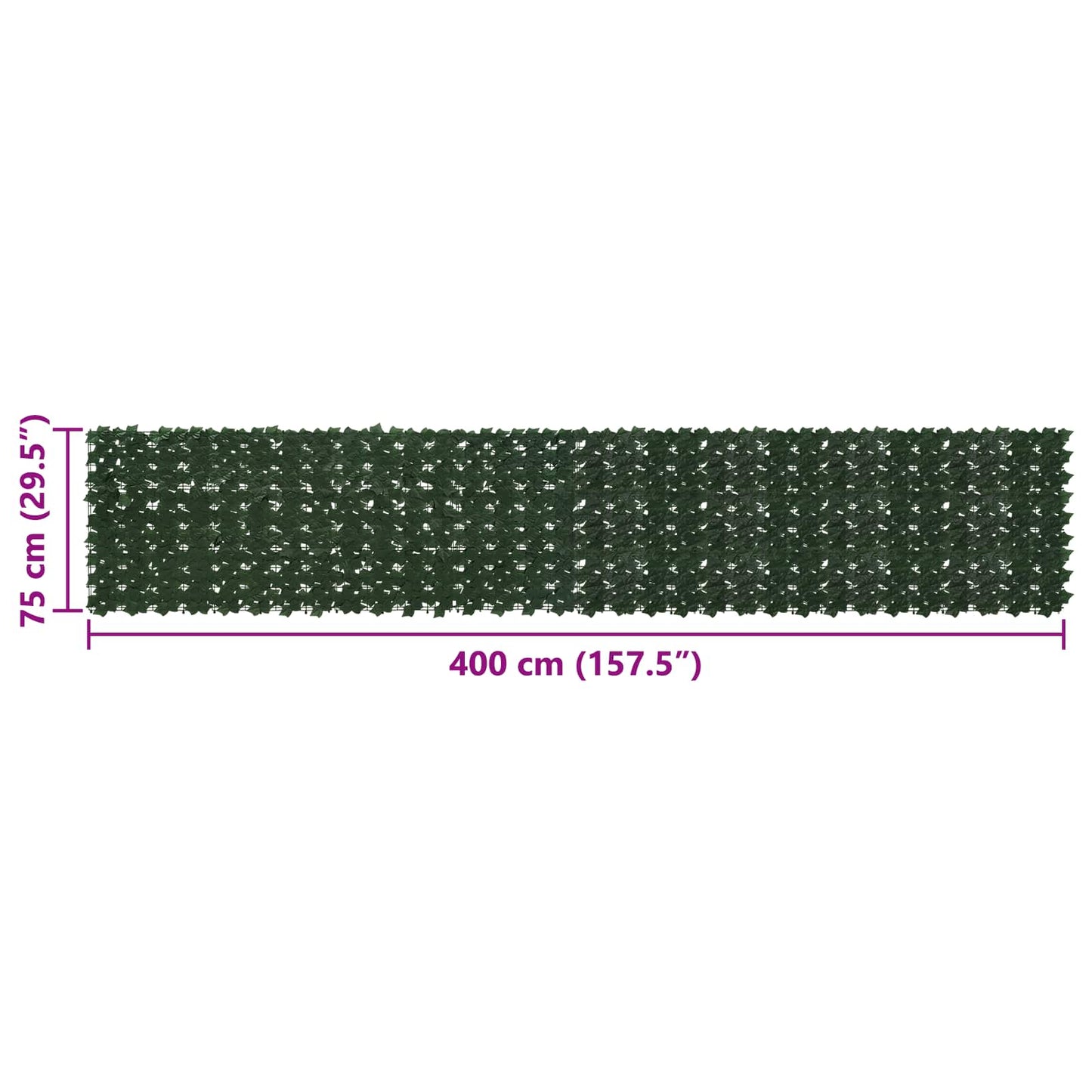 Balcony Screen with Leaves Dark Green 400 x 75 cm