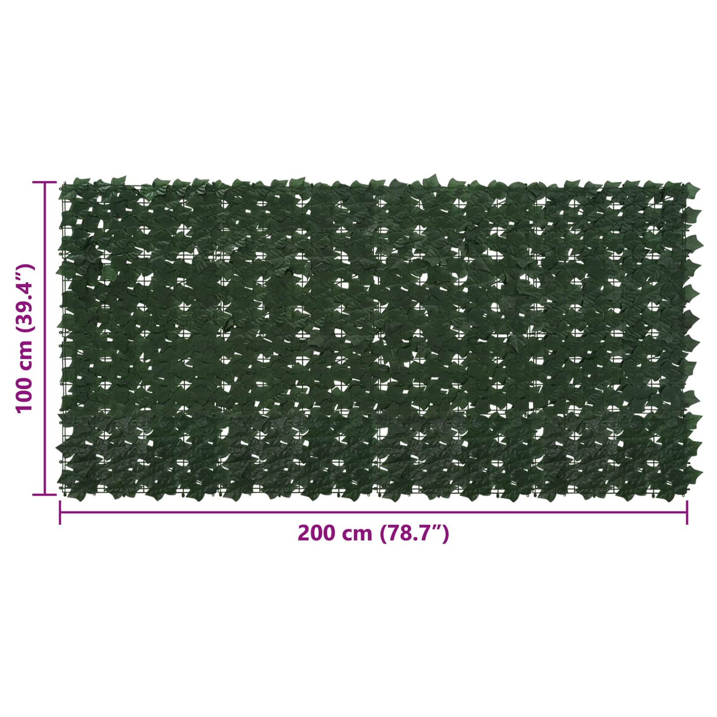 Balcony Screen with Leaves Dark Green 200 x 100 cm