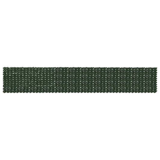 Balcony Screen with Leaves Dark Green 600 x 100 cm