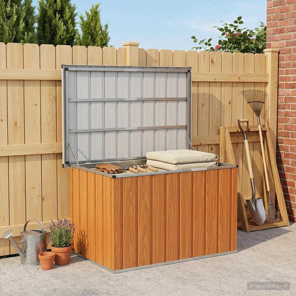 Outdoor Storage Box Wood 109 x 67 x 65 cm Galvanised Steel