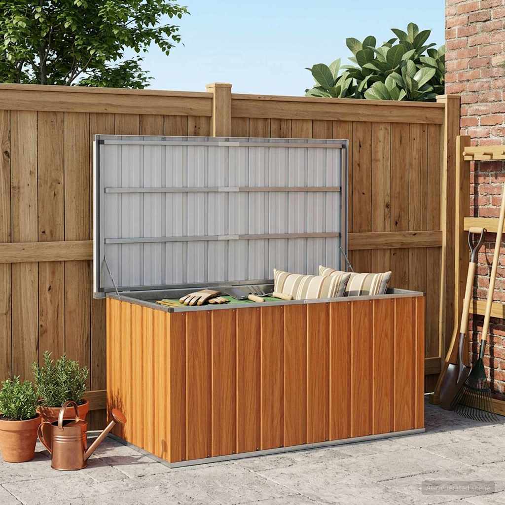 Outdoor Storage Box Wood 129 x 67 x 65 cm Galvanised Steel