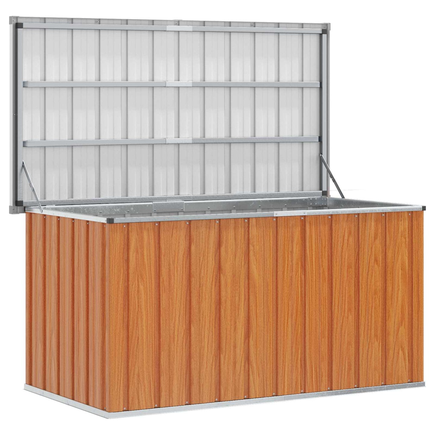 Outdoor Storage Box Wood 129 x 67 x 65 cm Galvanised Steel