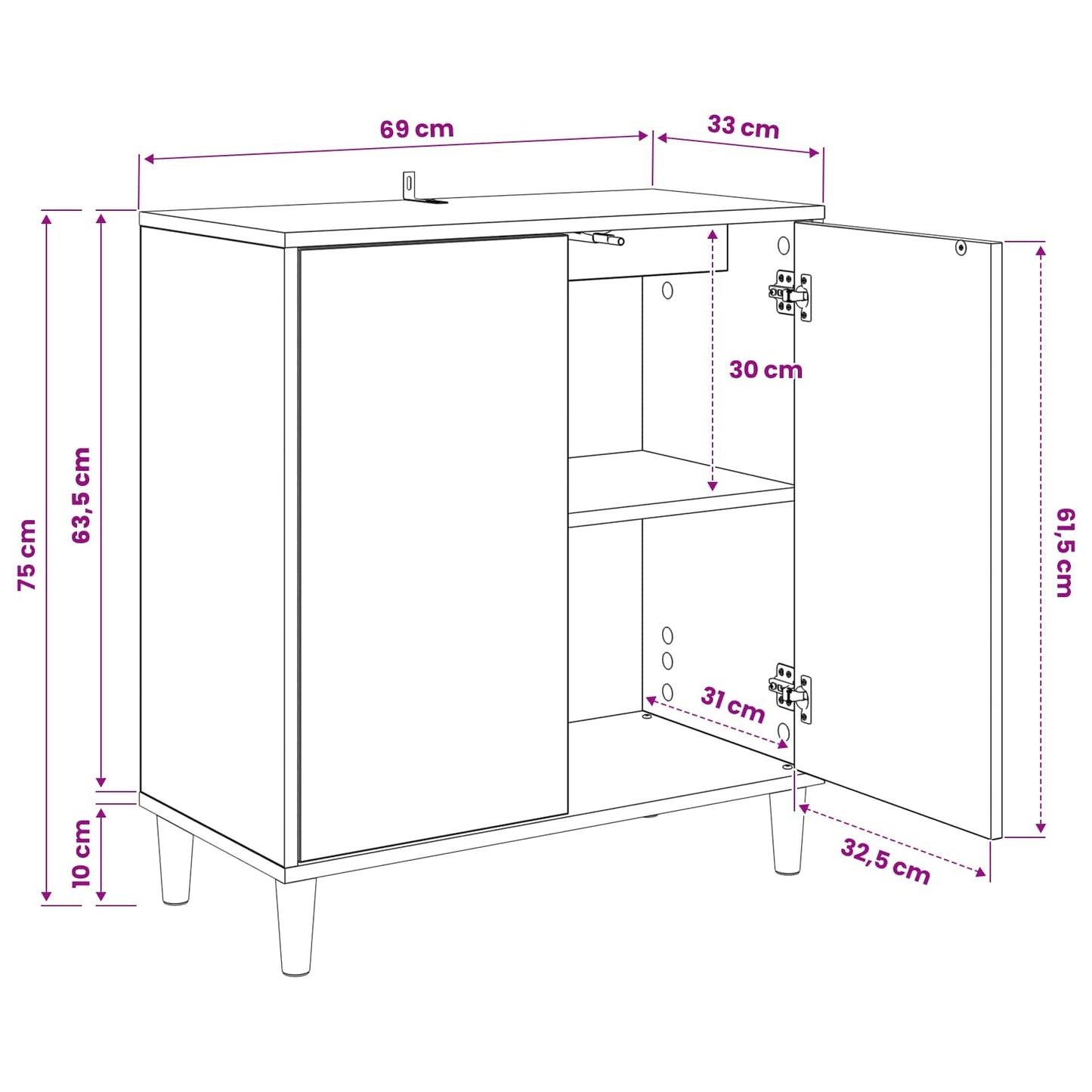 Sideboard OMMEN Sonoma 69 x 33 x 75 cm Engineered Wood