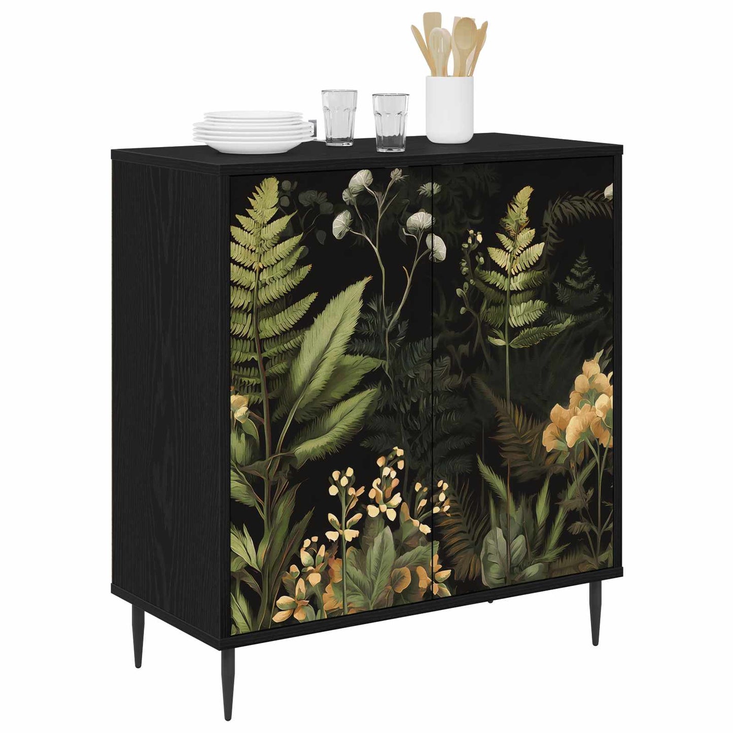 Sideboard RHENEN Black Oak 69 x 33 x 76 cm Engineered Wood