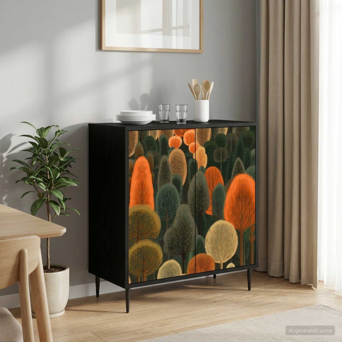 Sideboard ZAANDAM Black Oak 69 x 33 x 76 cm Engineered Wood