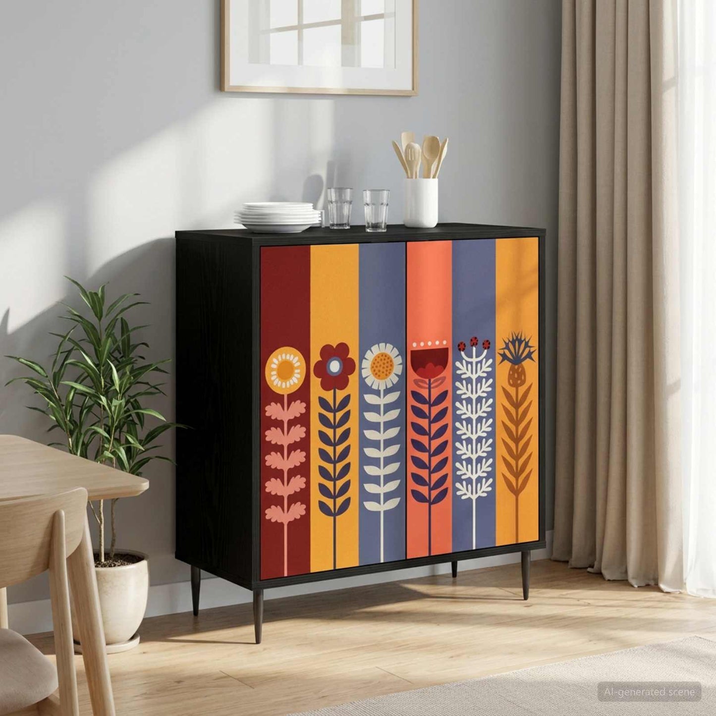 Sideboard ESSEN Black Oak 69 x 33 x 76 cm Engineered Wood