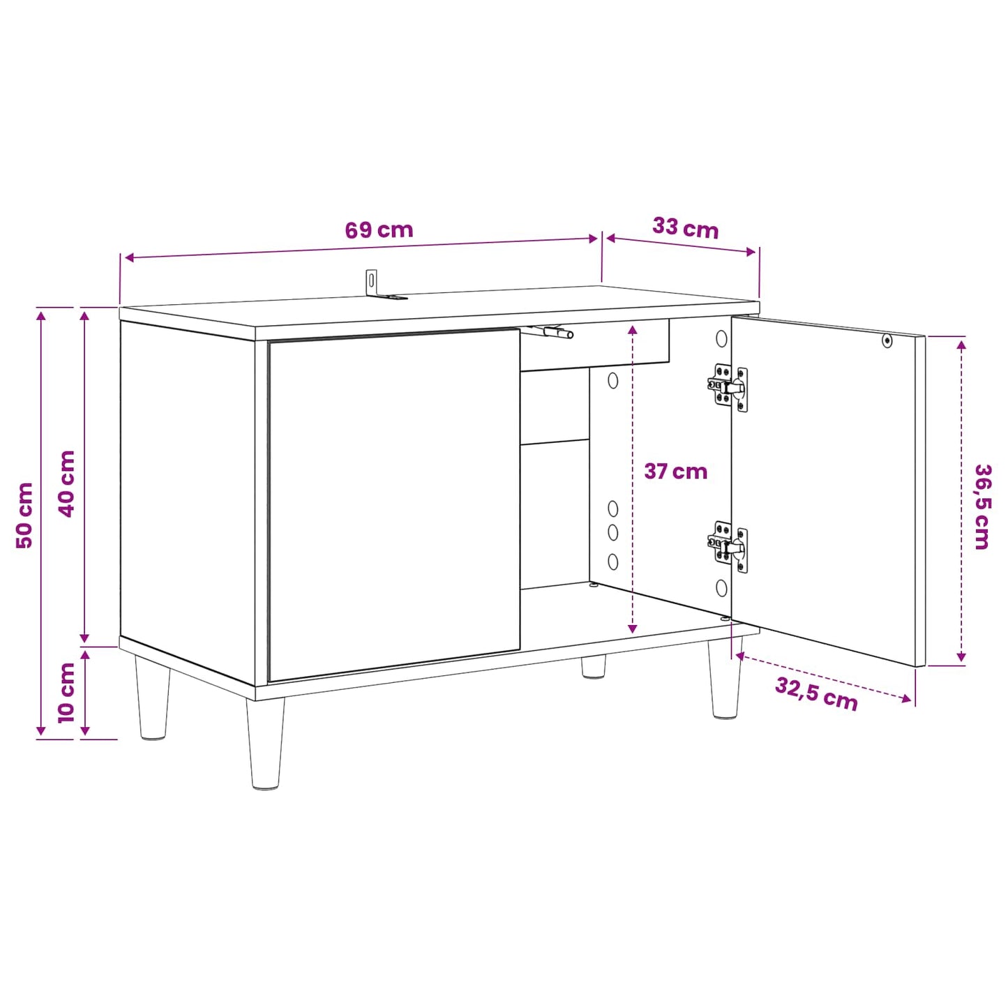 TV Cabinet HEESCH 69 x 33 x 50 cm Sonoma Engineered Wood