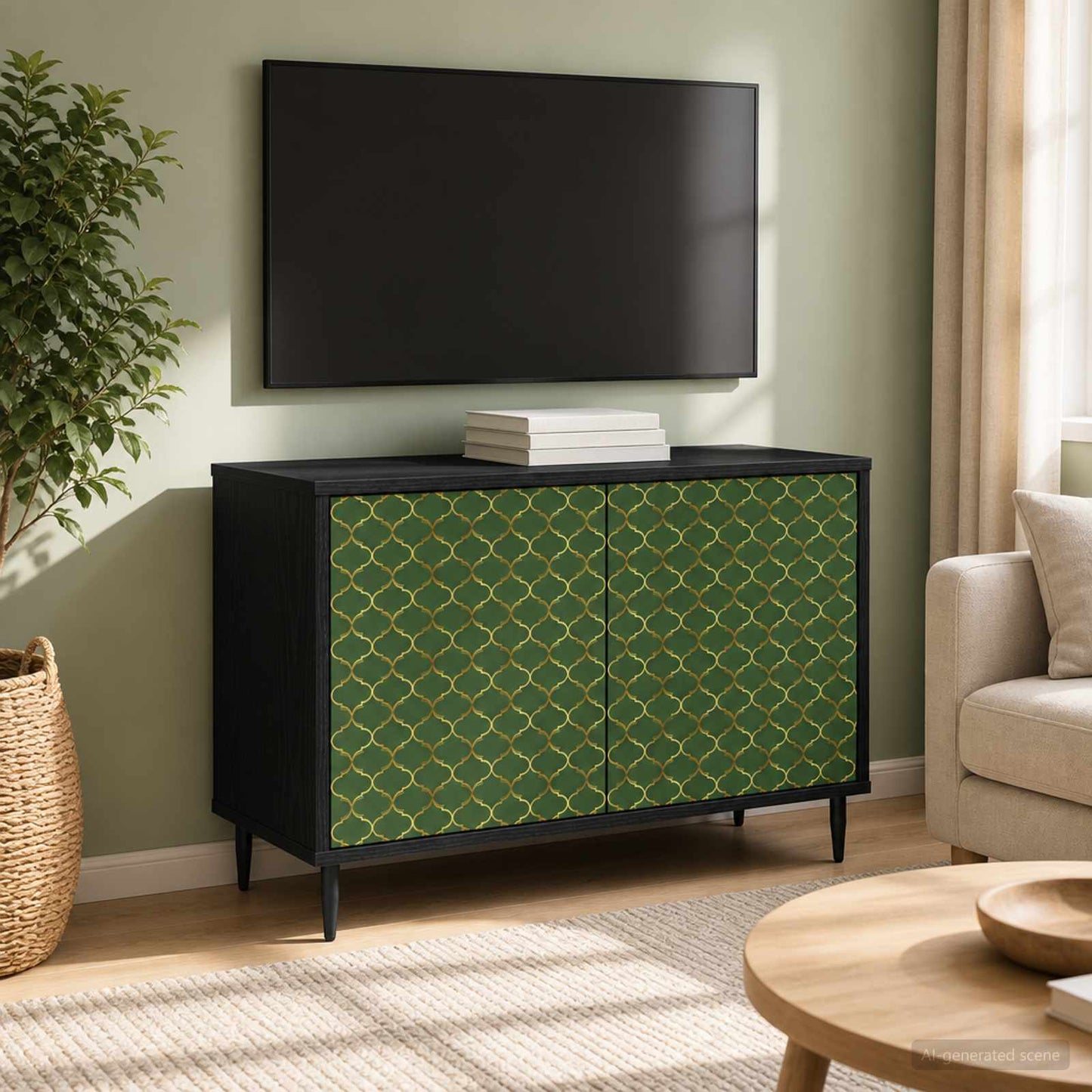 TV Cabinet GELEEN 69 x 33 x 50.5 cm Black Oak Engineered Wood