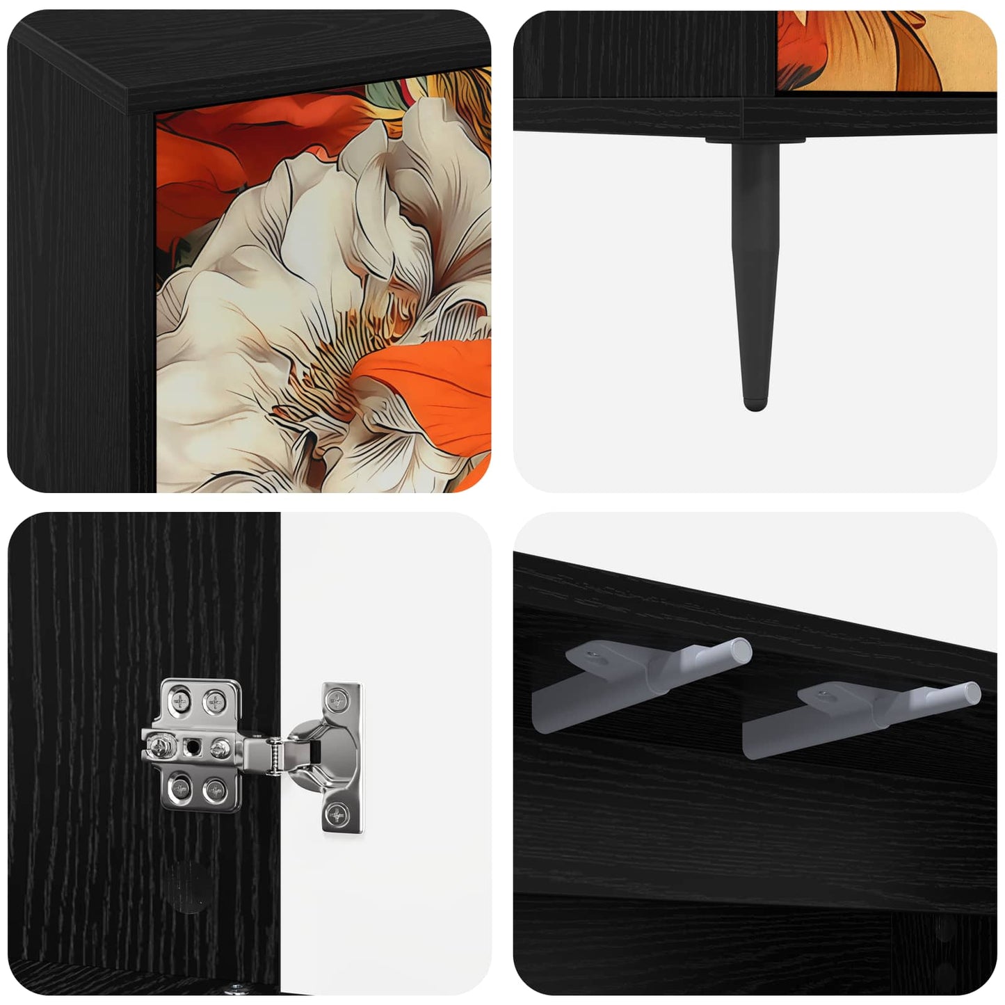 TV Cabinet GENNEP 69 x 33 x 50.5 cm Black Oak Engineered Wood