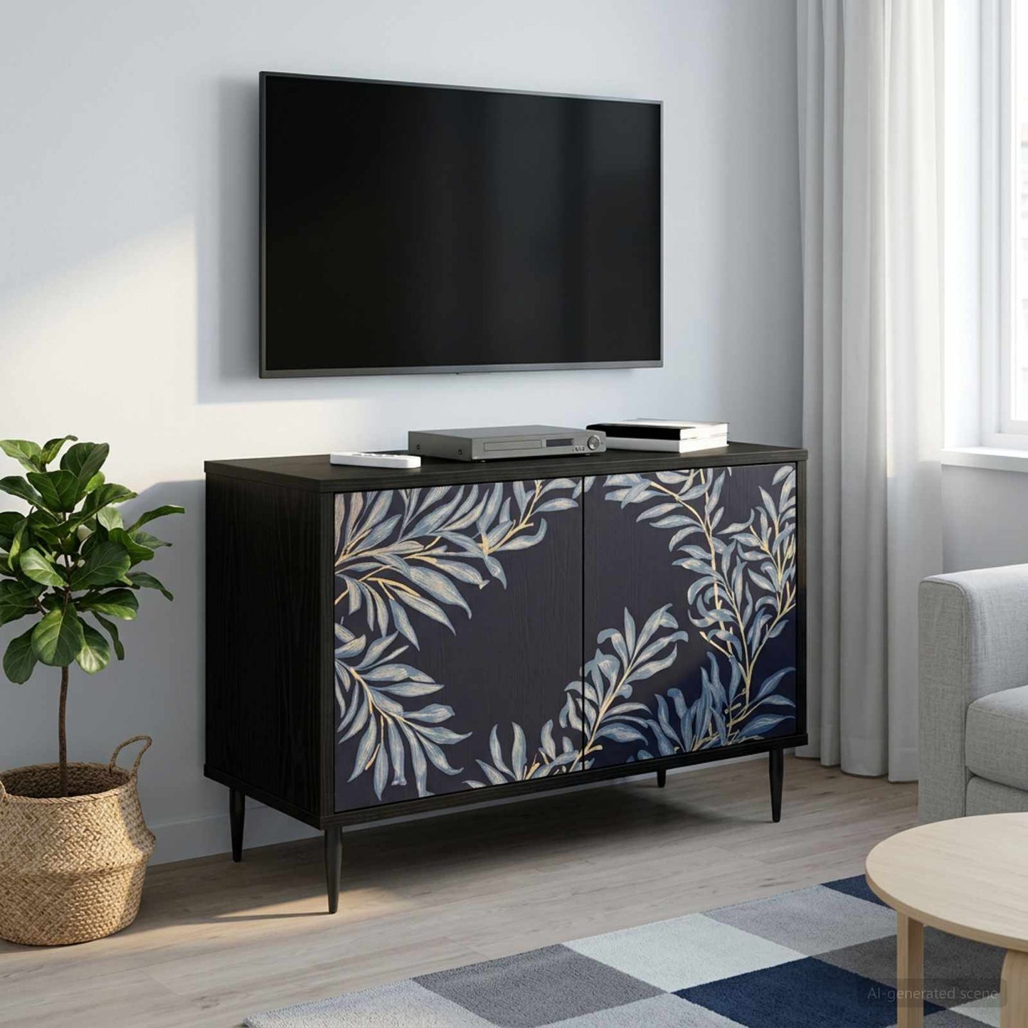 TV Cabinet DOKKUM 69 x 33 x 50.5 cm Black Oak Engineered Wood