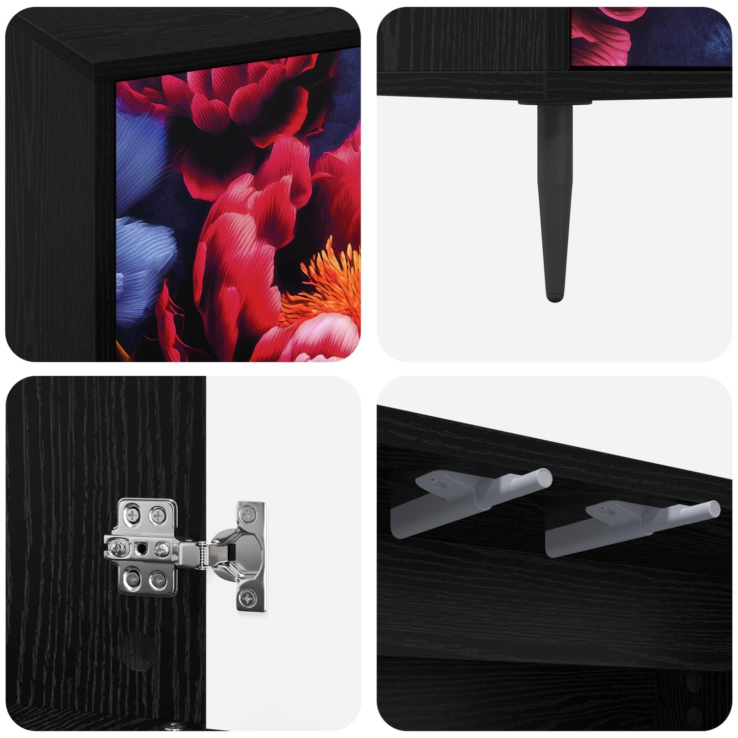 TV Cabinet KIEL 69 x 33 x 50.5 cm Black Oak Engineered Wood