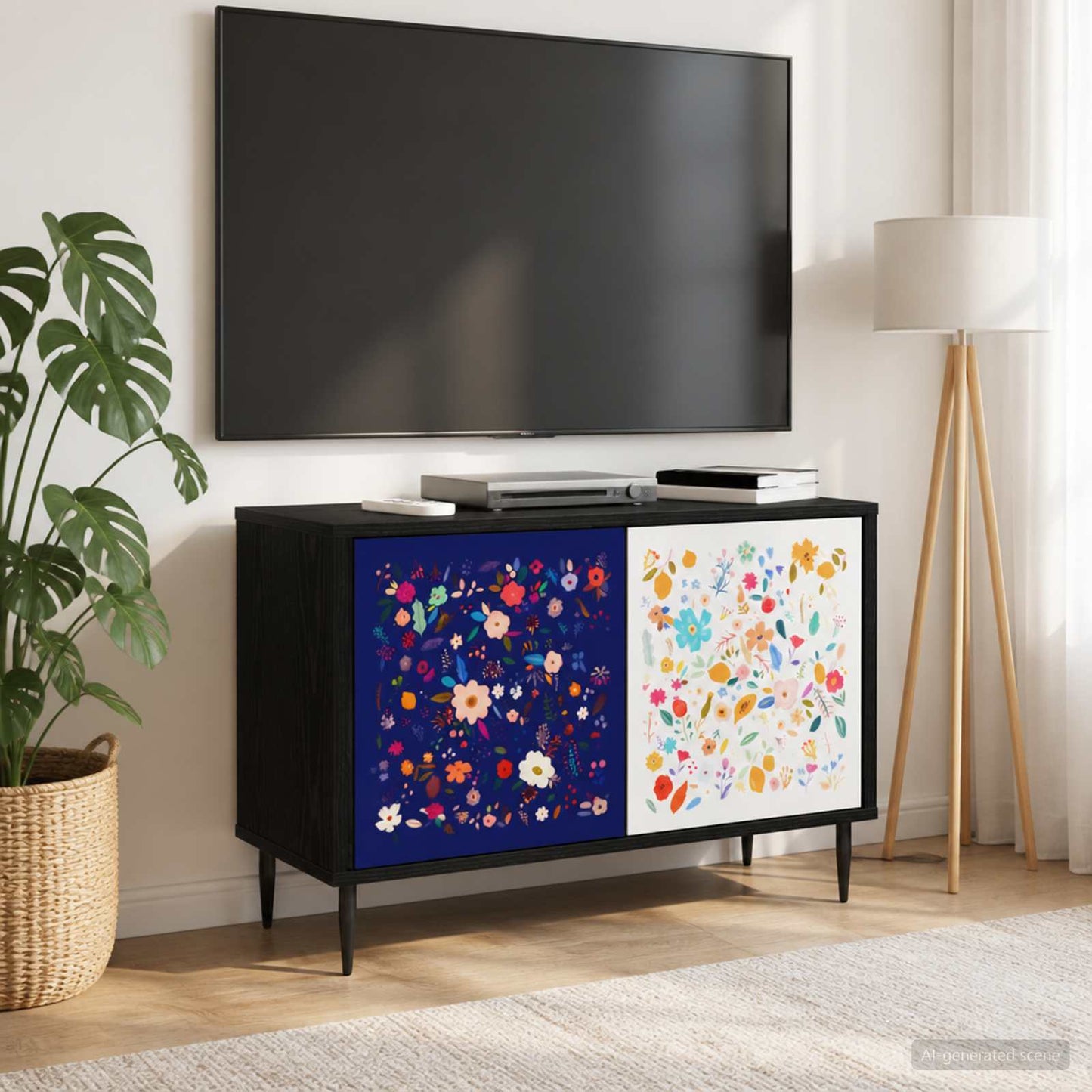 TV Cabinet MAINZ 69 x 33 x 50.5 cm Black Oak Engineered Wood