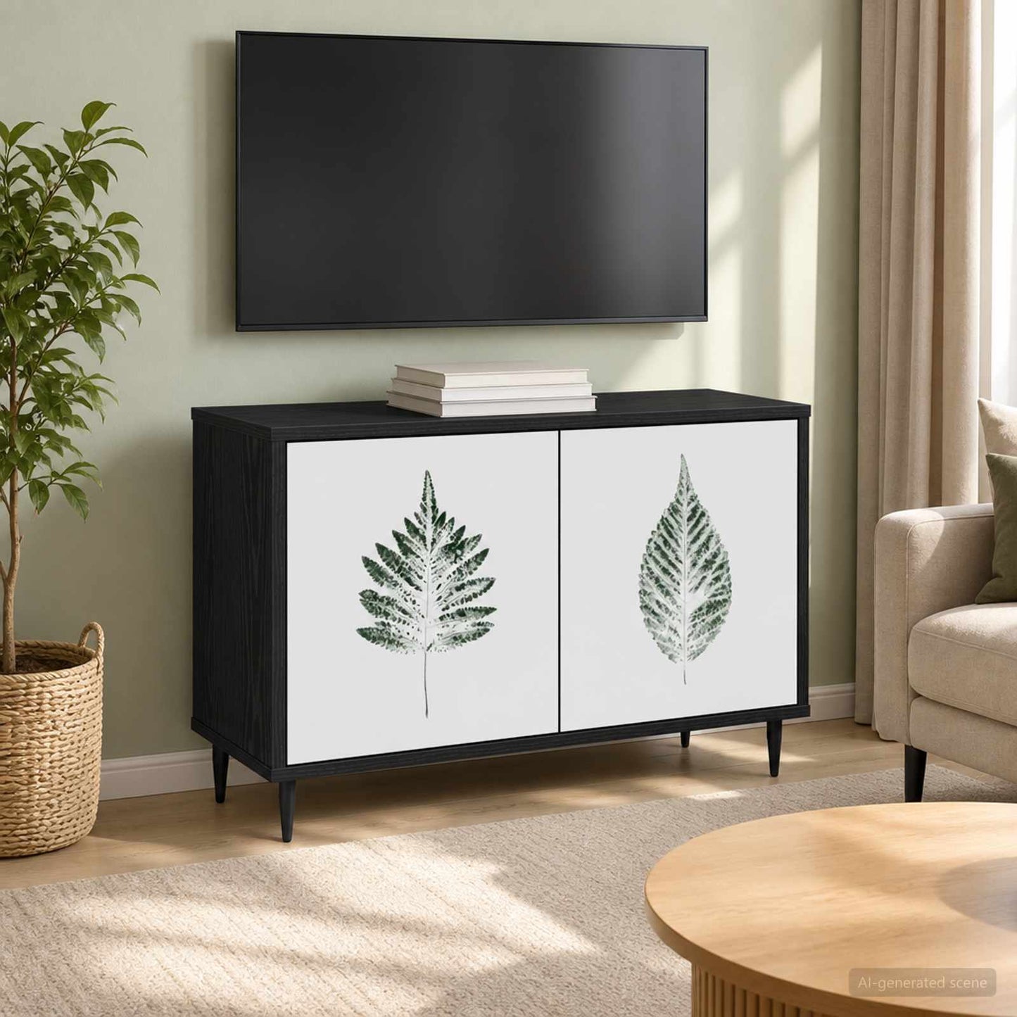 TV Cabinet HANAU 69 x 33 x 50.5 cm Black Oak Engineered Wood