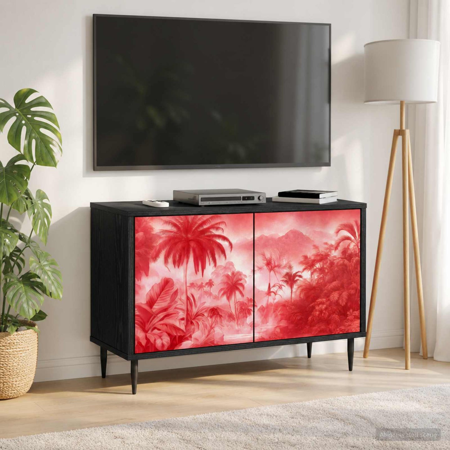 TV Cabinet AACHEN 69 x 33 x 50.5 cm Black Oak Engineered Wood