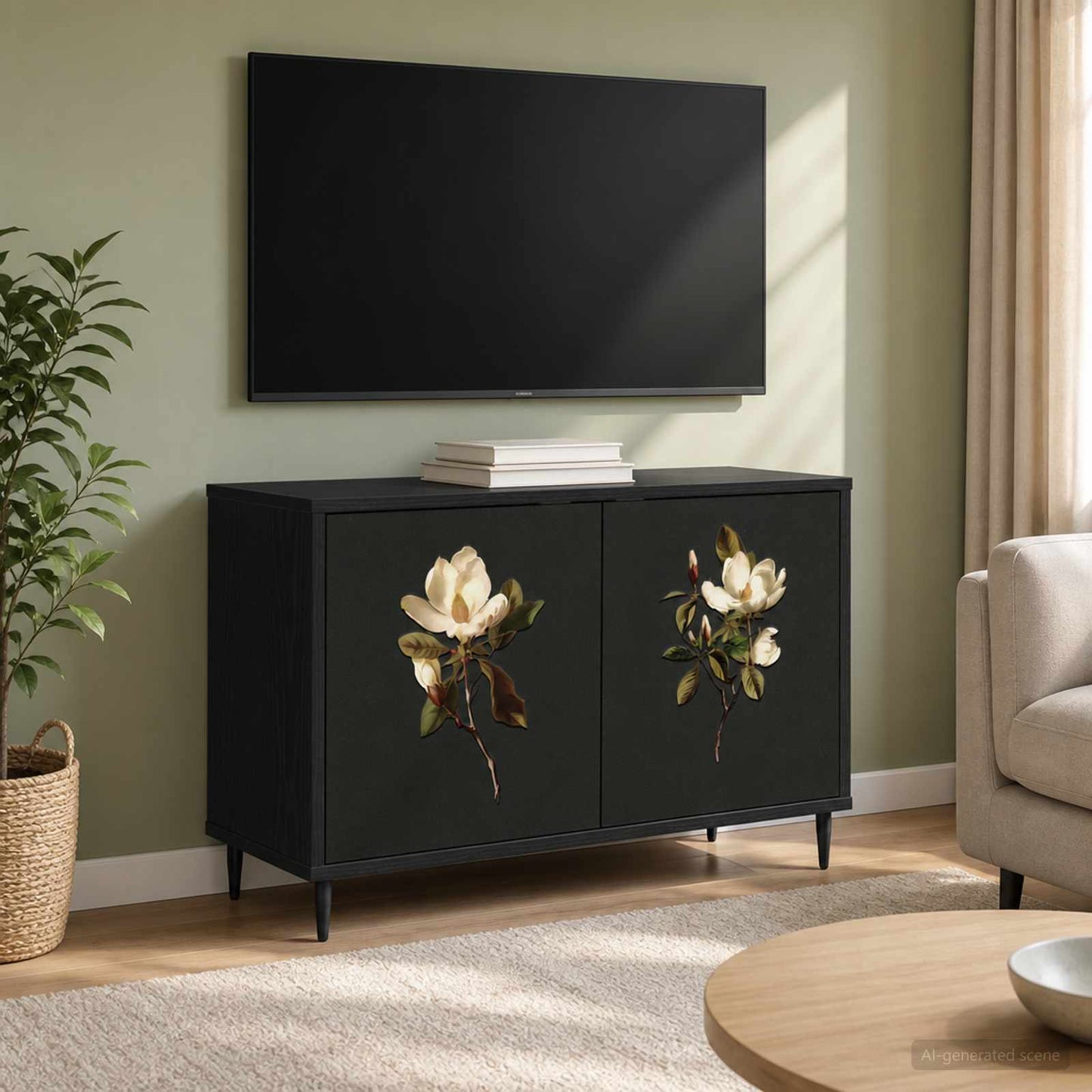 TV Cabinet BREMEN 69 x 33 x 50.5 cm Black Oak Engineered Wood
