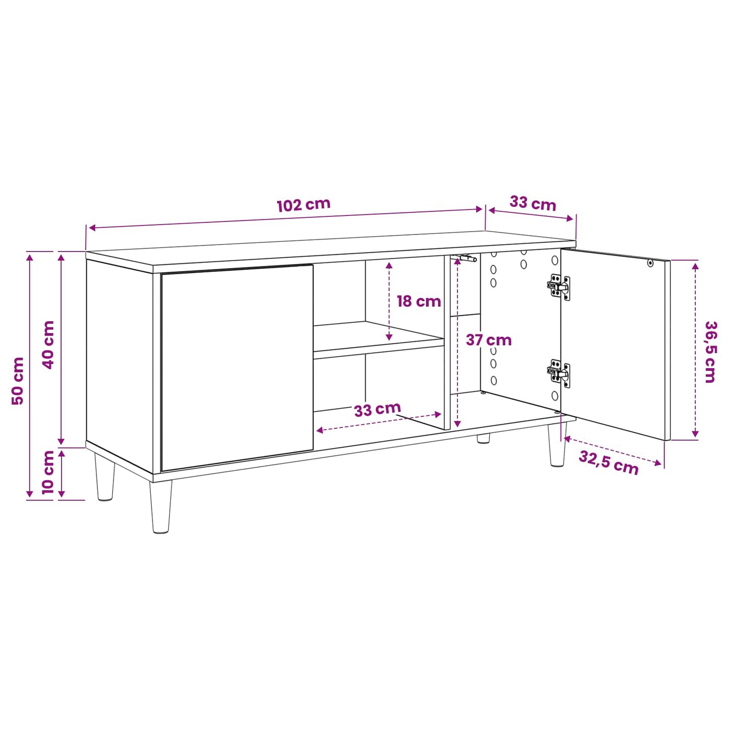 TV Cabinet ESSEN 102 x 33 x 50 cm Sonoma Engineered Wood