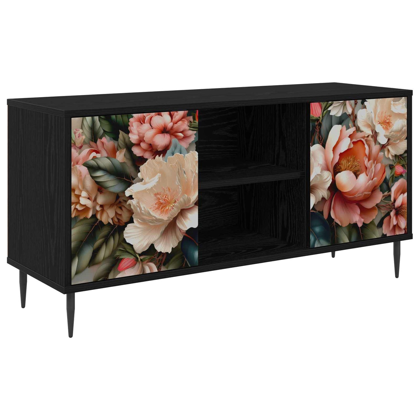 TV Cabinet BORNE 102 x 33 x 51 cm Black Oak Engineered Wood