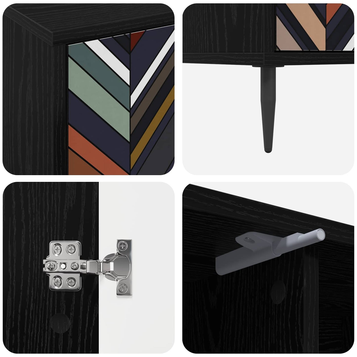 TV Cabinet OMMEN 102 x 33 x 51 cm Black Oak Engineered Wood