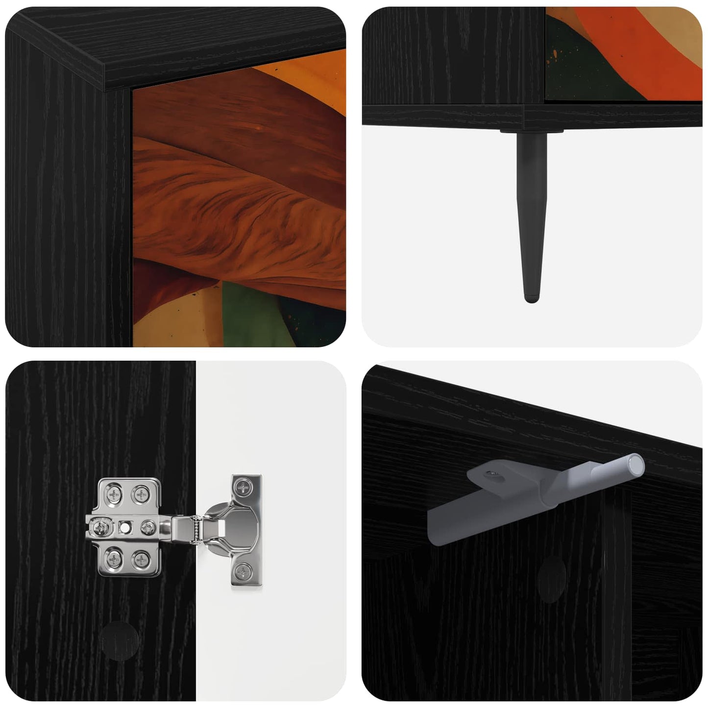 TV Cabinet BONN 102 x 33 x 51 cm Black Oak Engineered Wood