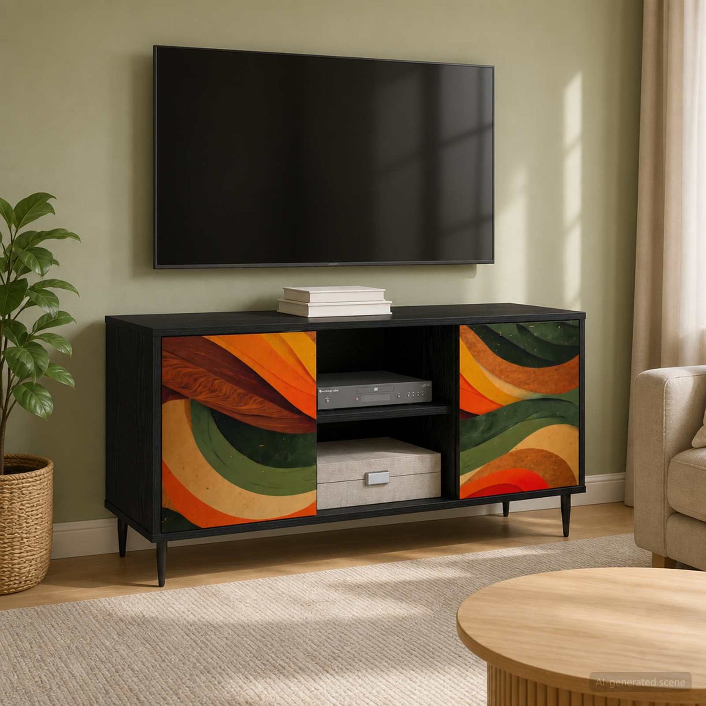 TV Cabinet BONN 102 x 33 x 51 cm Black Oak Engineered Wood