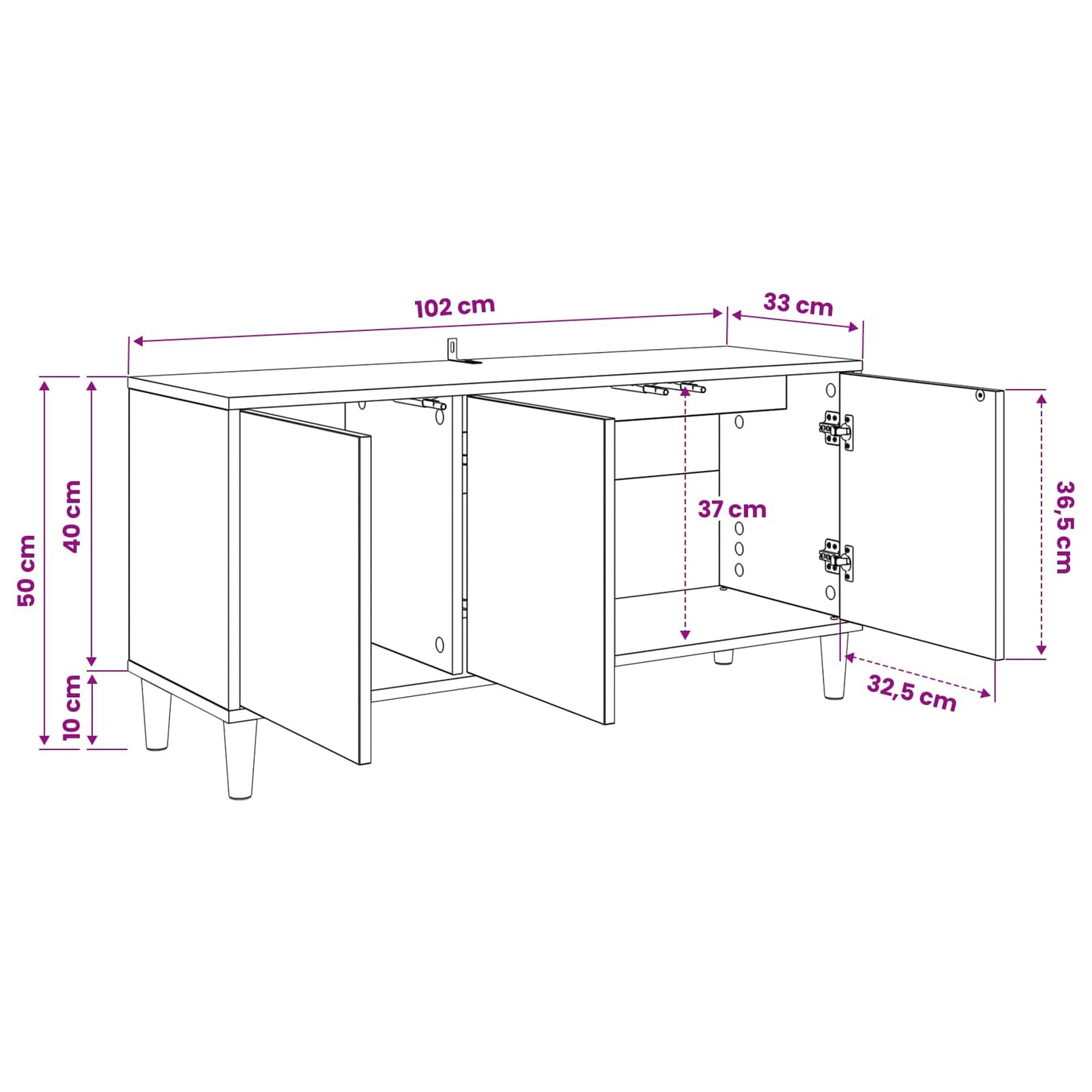 TV Cabinet ELBURG 102 x 33 x 50 cm Sonoma Engineered Wood