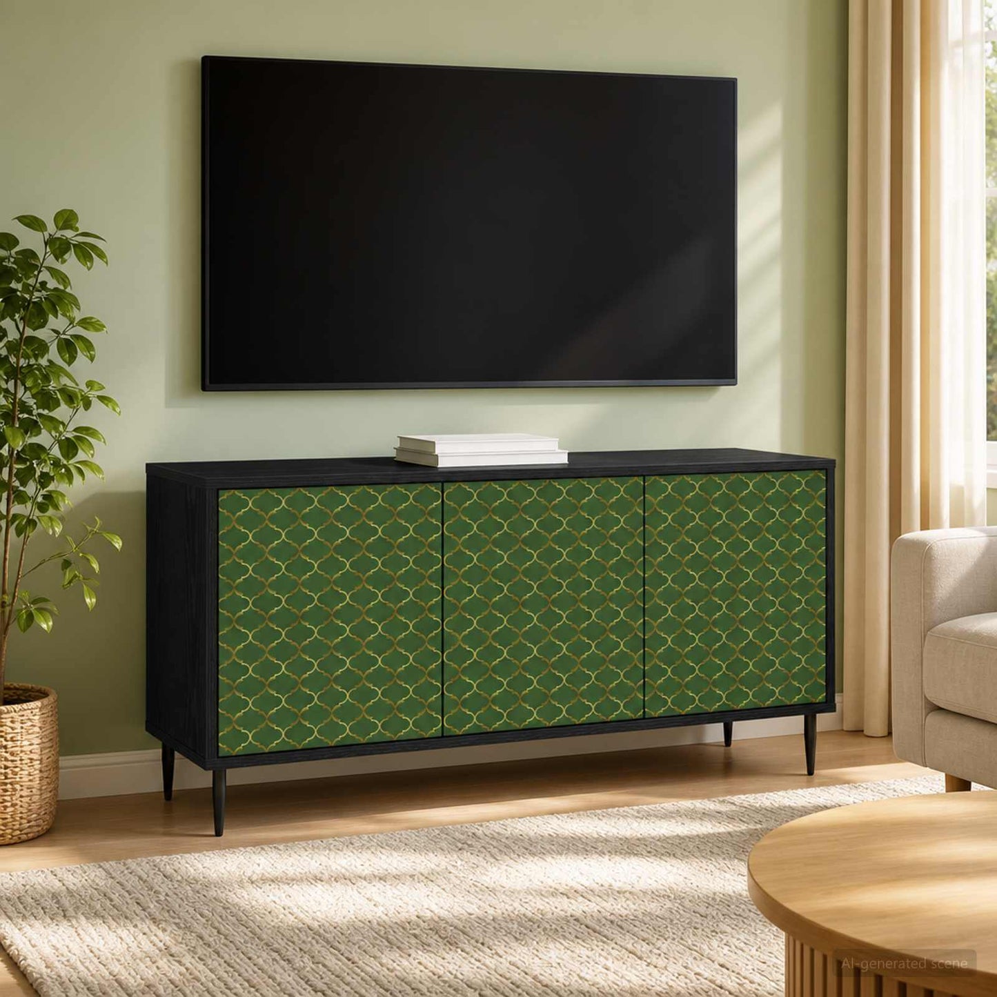 TV Cabinet GELEEN 102 x 33 x 51 cm Black Oak Engineered Wood
