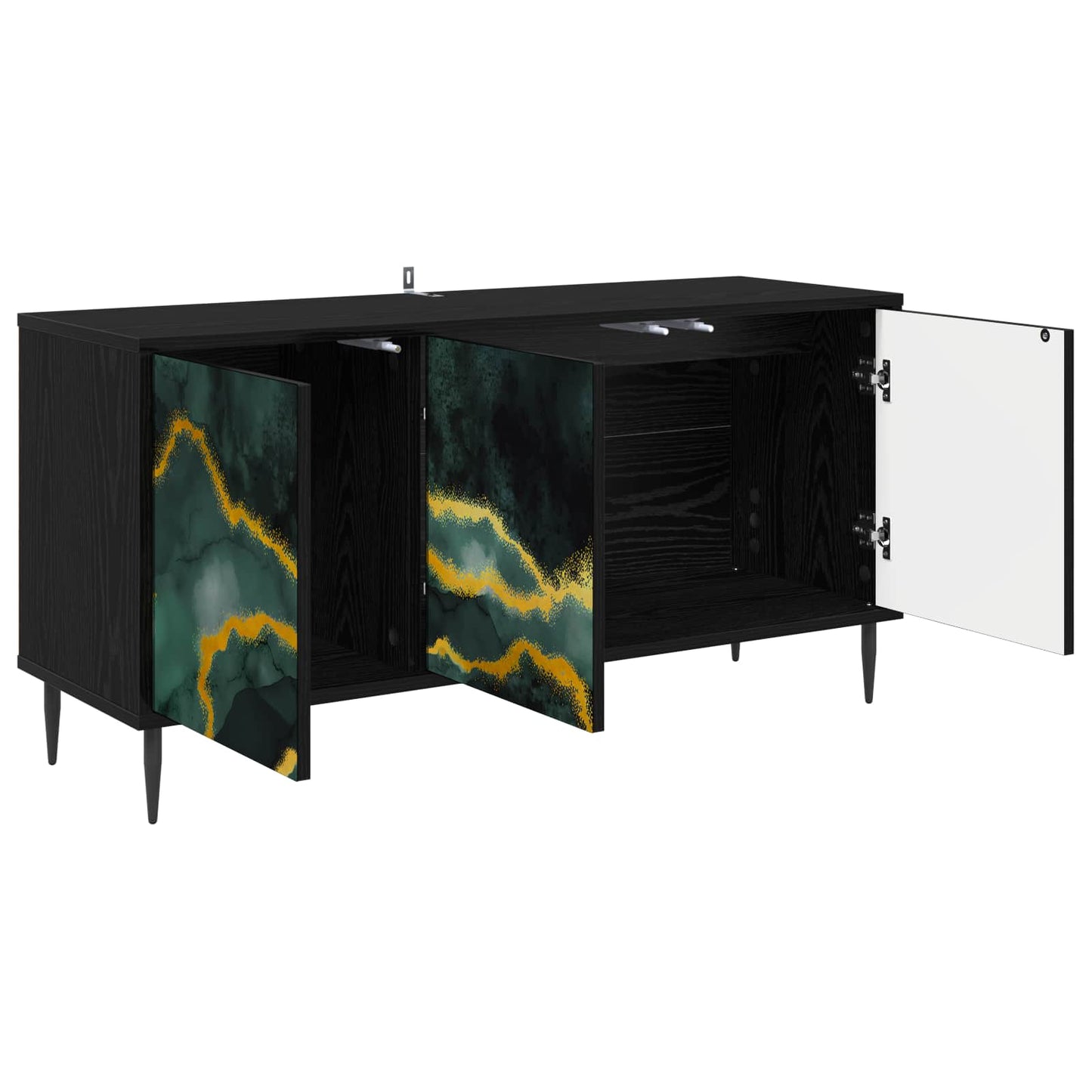 TV Cabinet WIJHE 102 x 33 x 51 cm Black Oak Engineered Wood