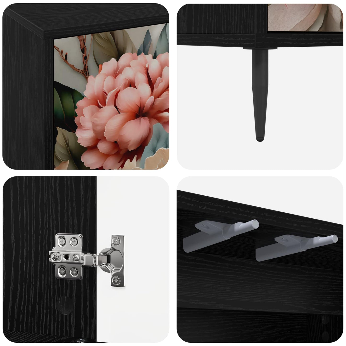 TV Cabinet BORNE 102 x 33 x 51 cm Black Oak Engineered Wood