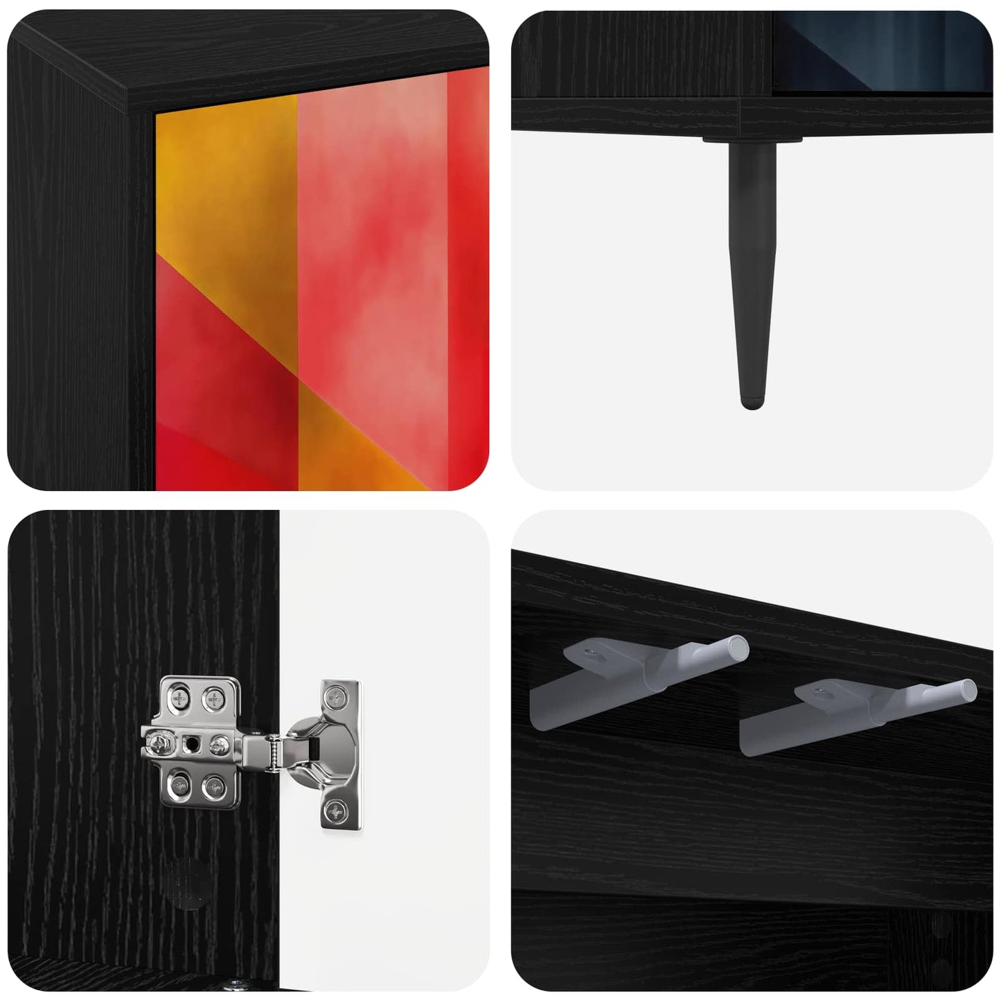 TV Cabinet HEESCH 102 x 33 x 51 cm Black Oak Engineered Wood