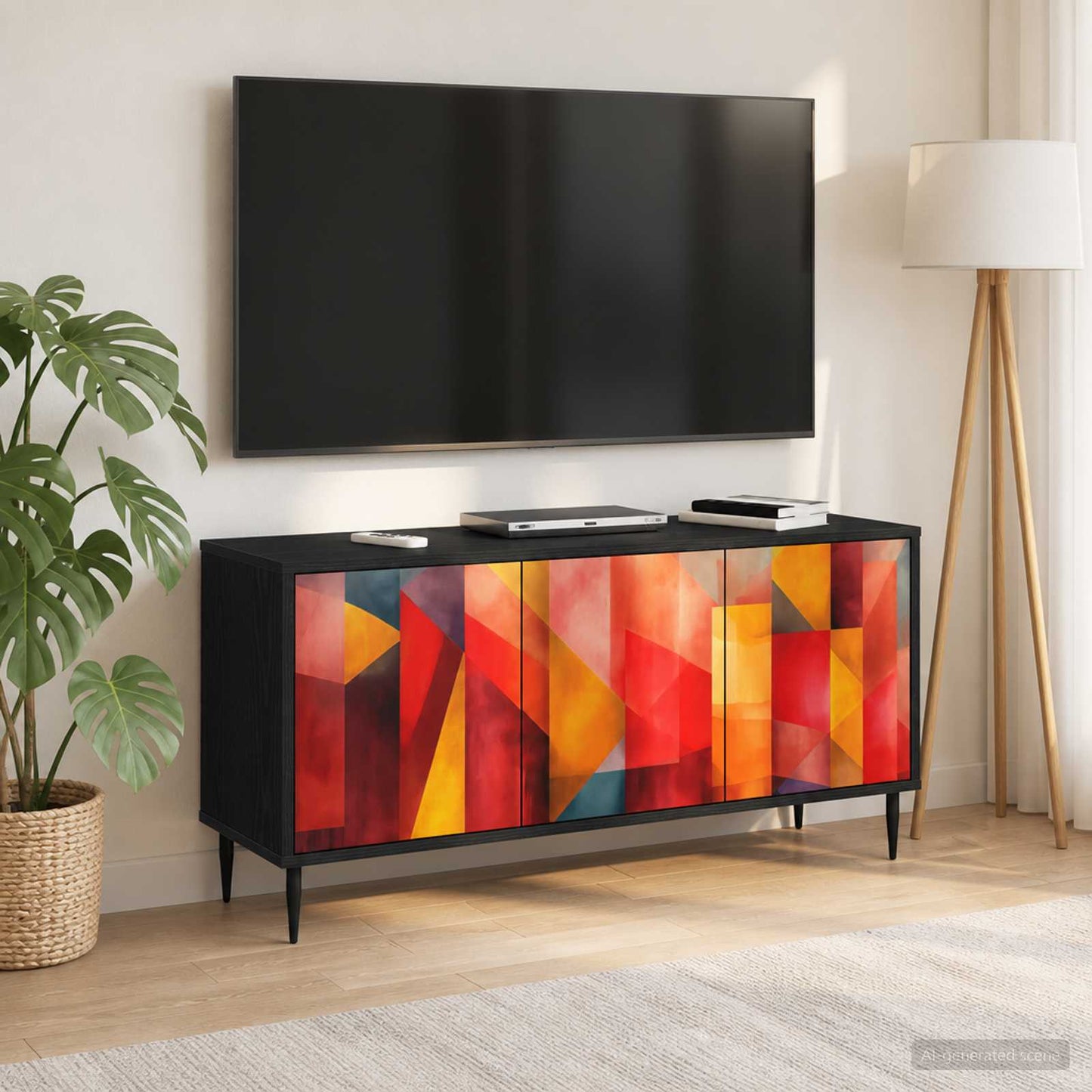 TV Cabinet HEESCH 102 x 33 x 51 cm Black Oak Engineered Wood