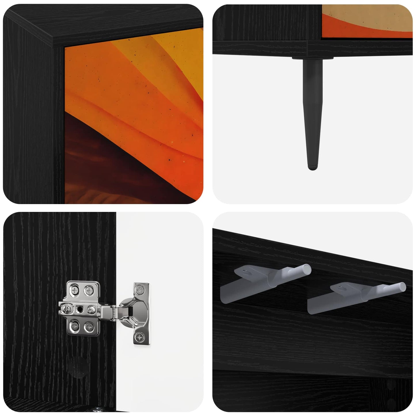 TV Cabinet BONN 102 x 33 x 51 cm Black Oak Engineered Wood