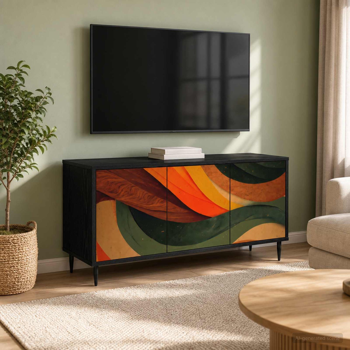 TV Cabinet BONN 102 x 33 x 51 cm Black Oak Engineered Wood