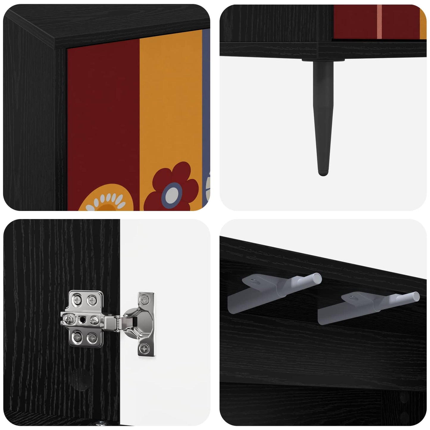 TV Cabinet ESSEN 102 x 33 x 51 cm Black Oak Engineered Wood