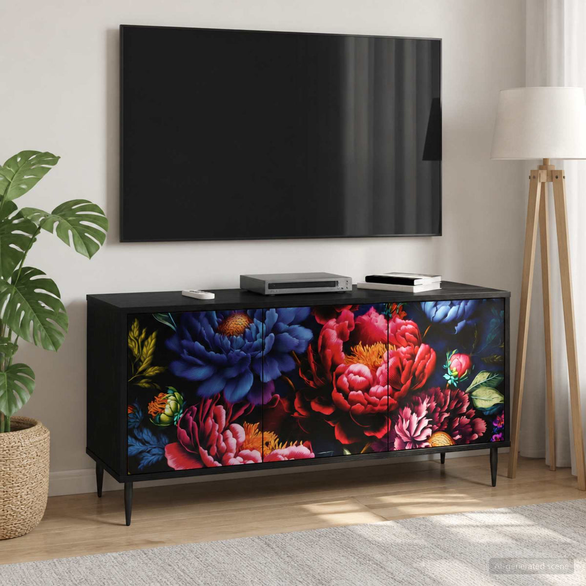 TV Cabinet KIEL 102 x 33 x 51 cm Black Oak Engineered Wood