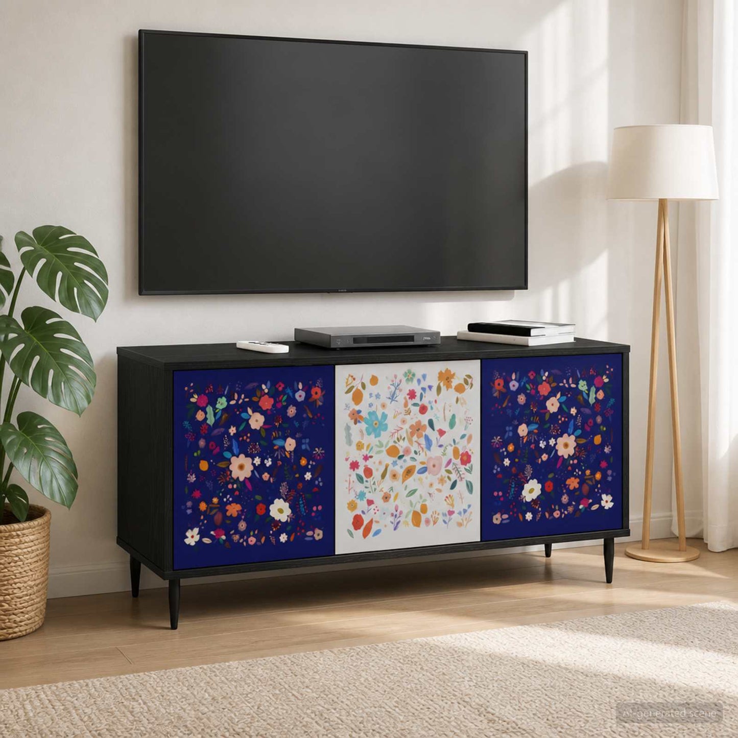 TV Cabinet MAINZ 102 x 33 x 51 cm Black Oak Engineered Wood