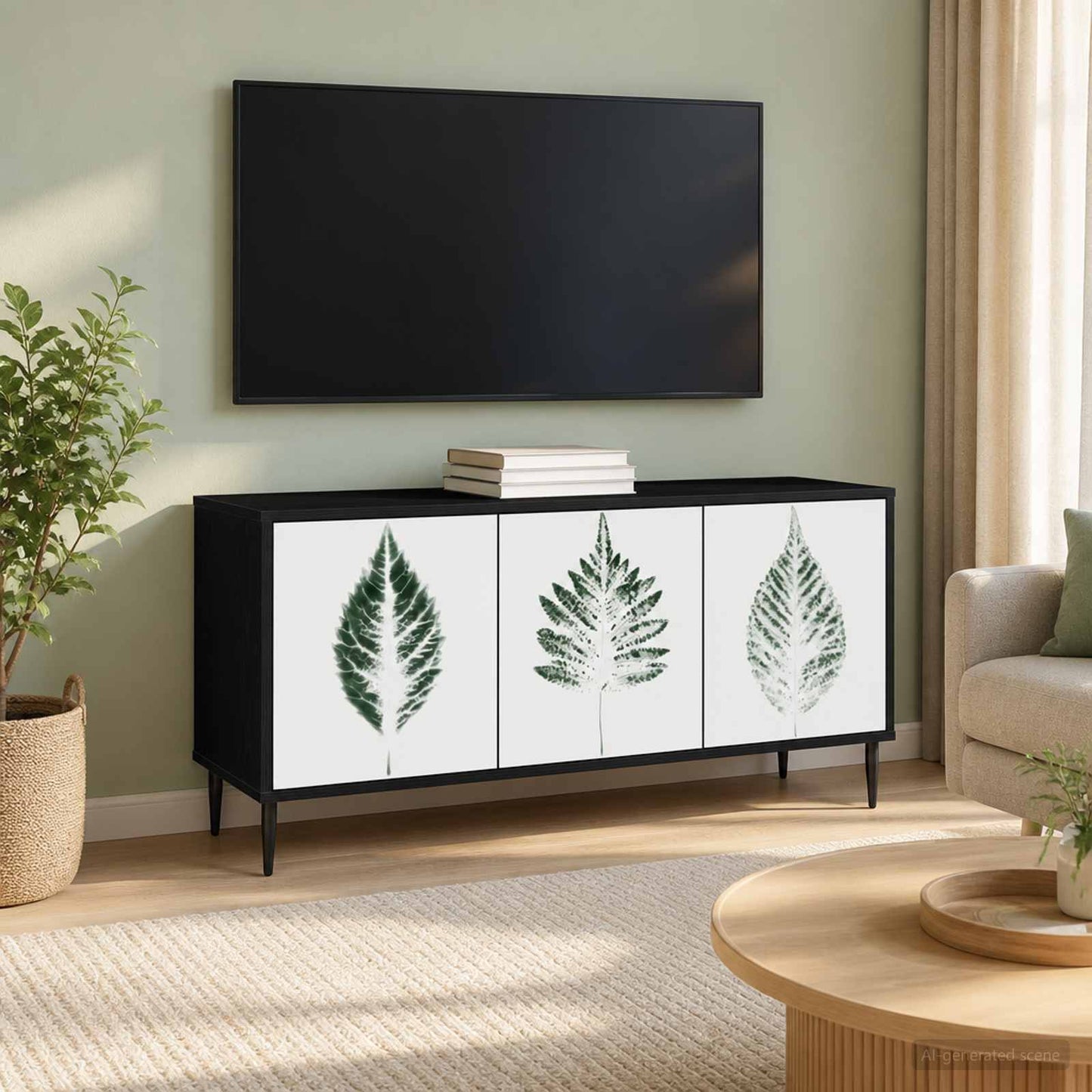 TV Cabinet HANAU 102 x 33 x 51 cm Black Oak Engineered Wood
