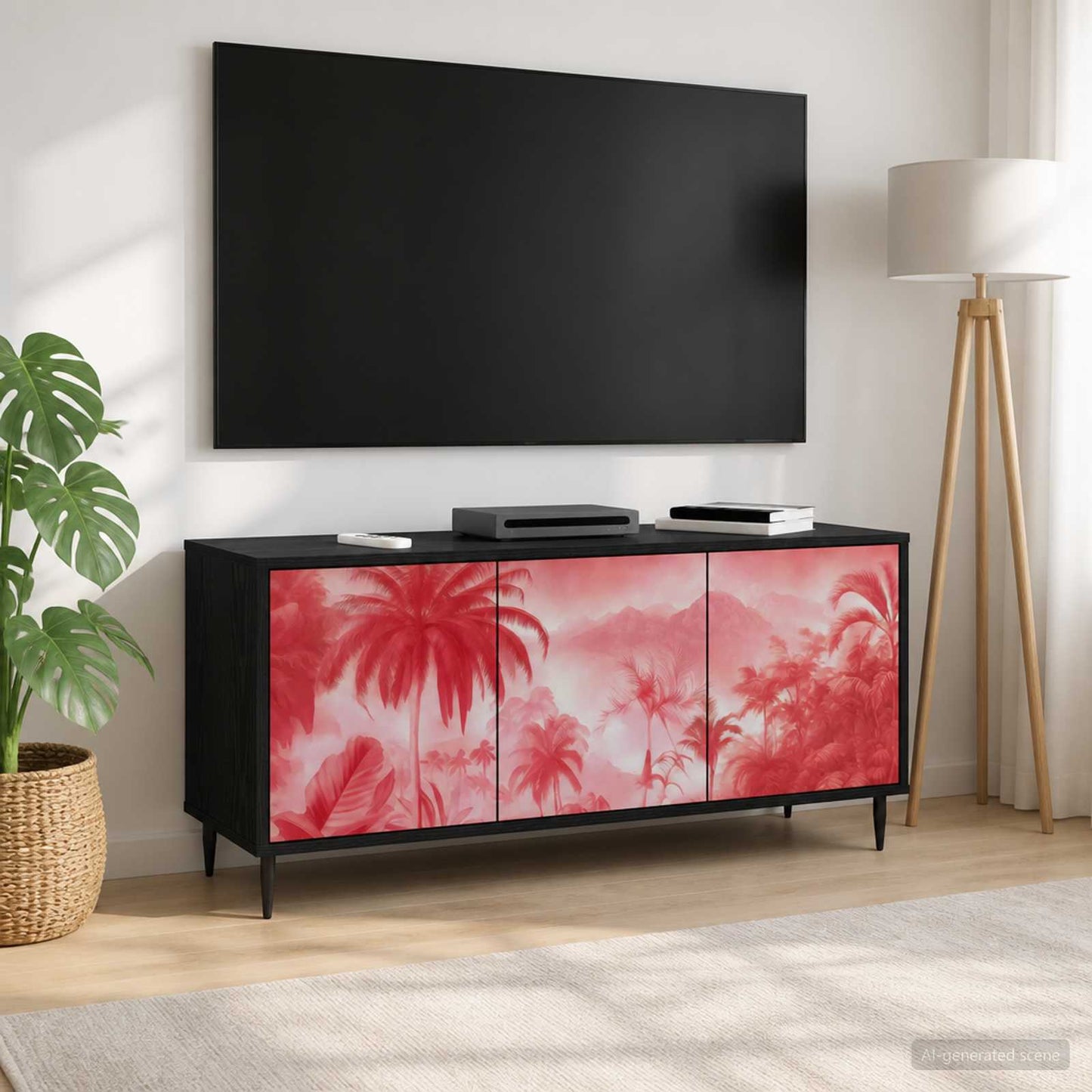 TV Cabinet AACHEN 102 x 33 x 51 cm Black Oak Engineered Wood