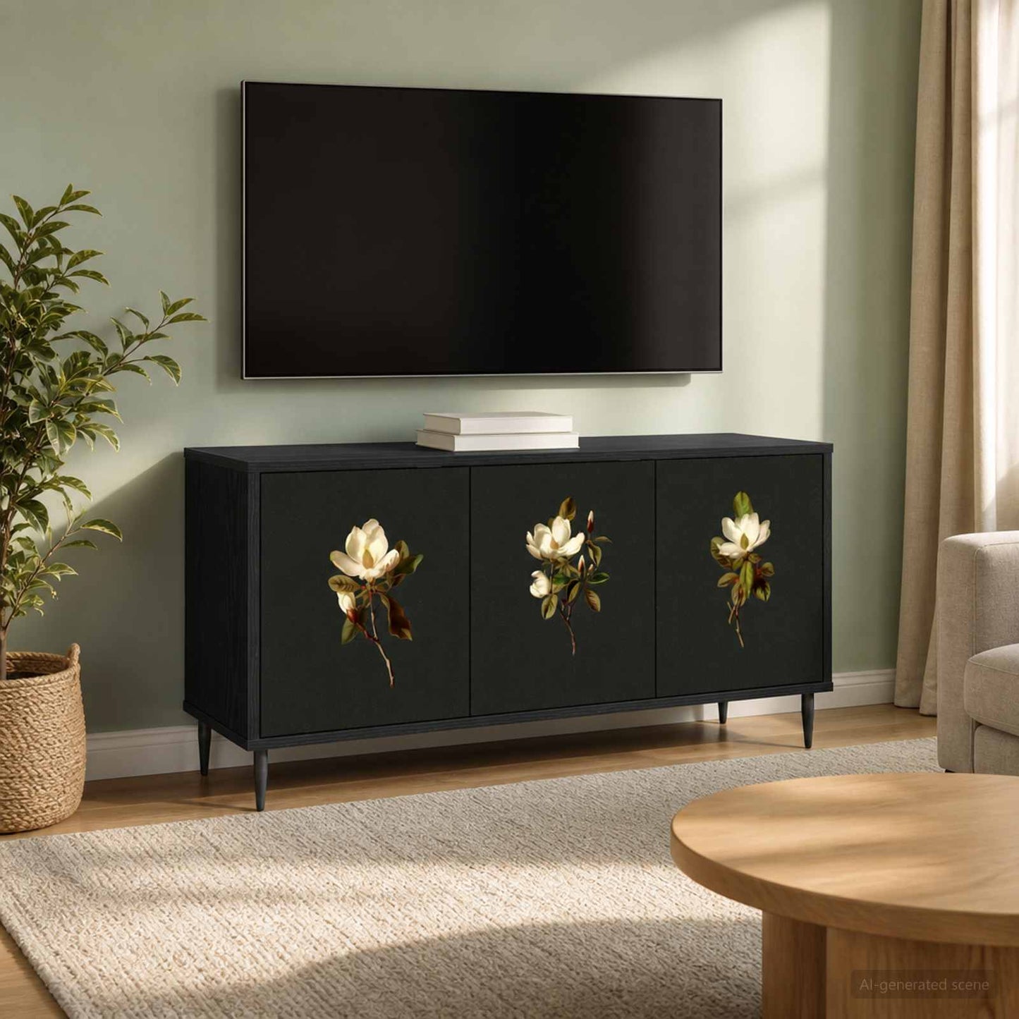 TV Cabinet BREMEN 102 x 33 x 51 cm Black Oak Engineered Wood