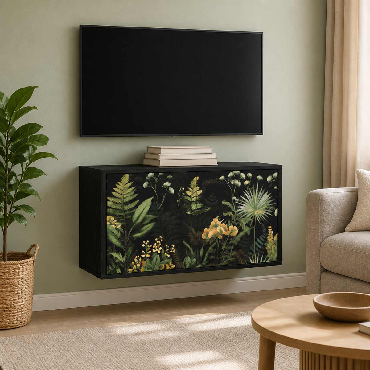 Wall-mounted TV Cabinet RHENEN 69 x 33 x 40 cm Black Oak