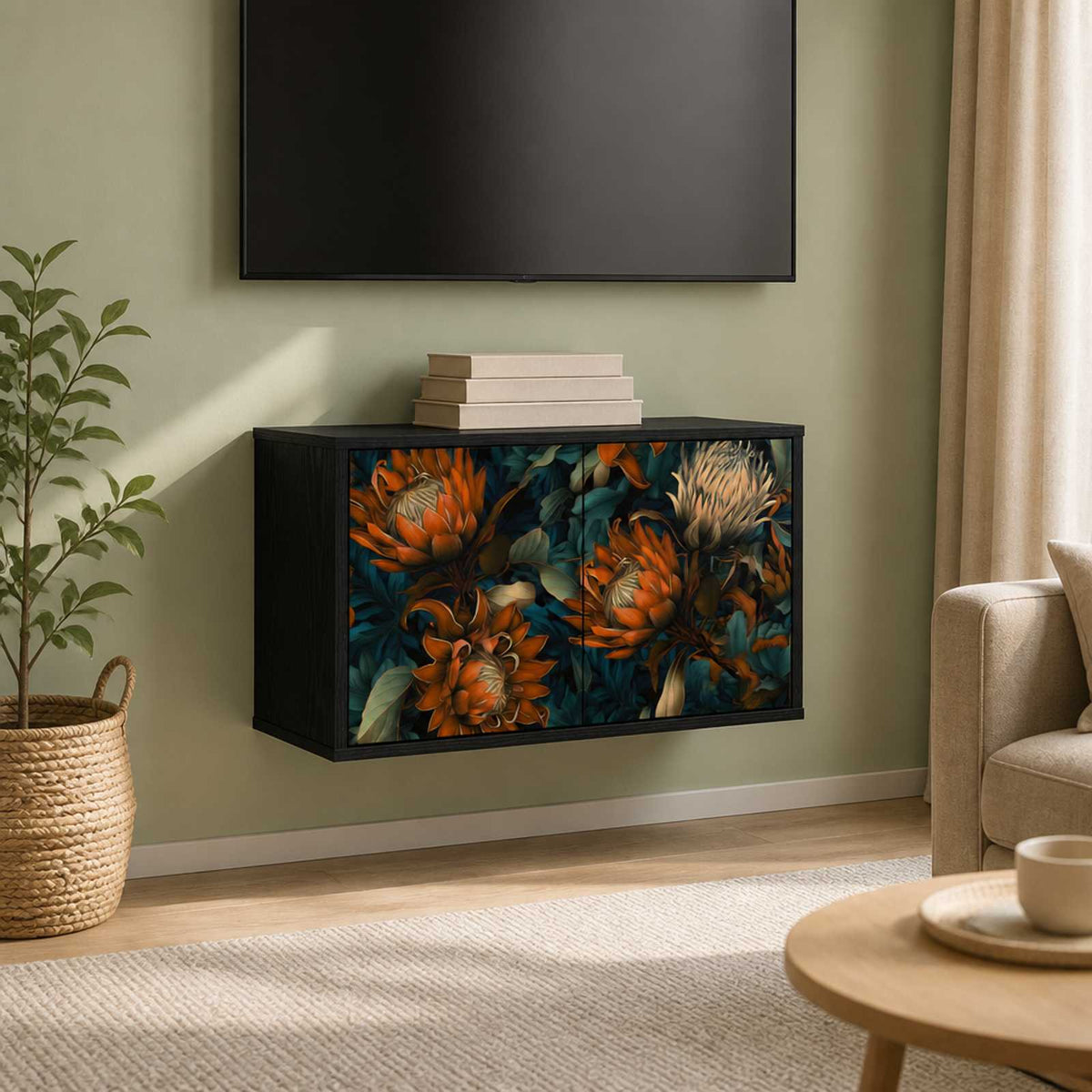 Wall-mounted TV Cabinet LOCHEM 69 x 33 x 40 cm Black Oak