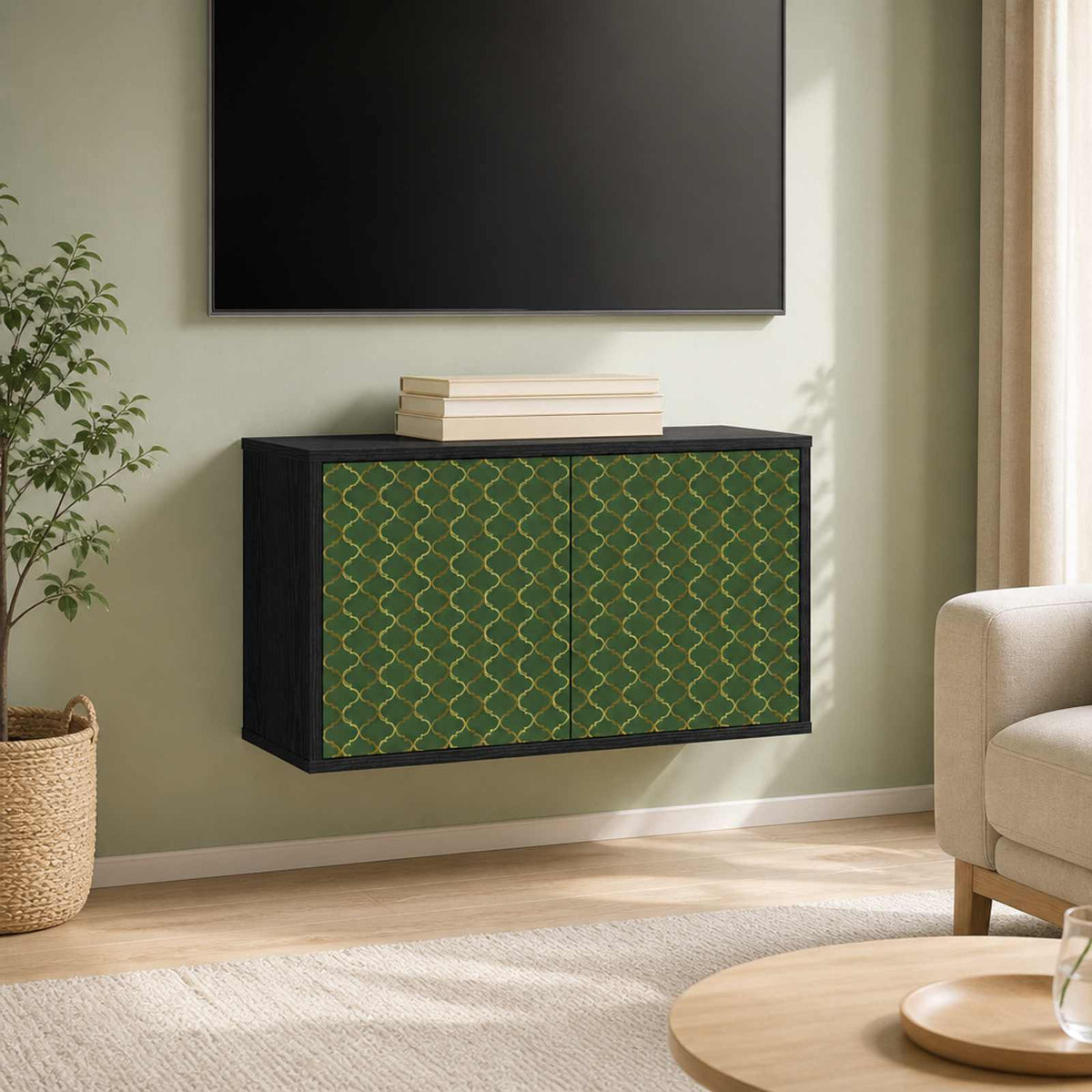 Wall-mounted TV Cabinet GELEEN 69 x 33 x 40 cm Black Oak
